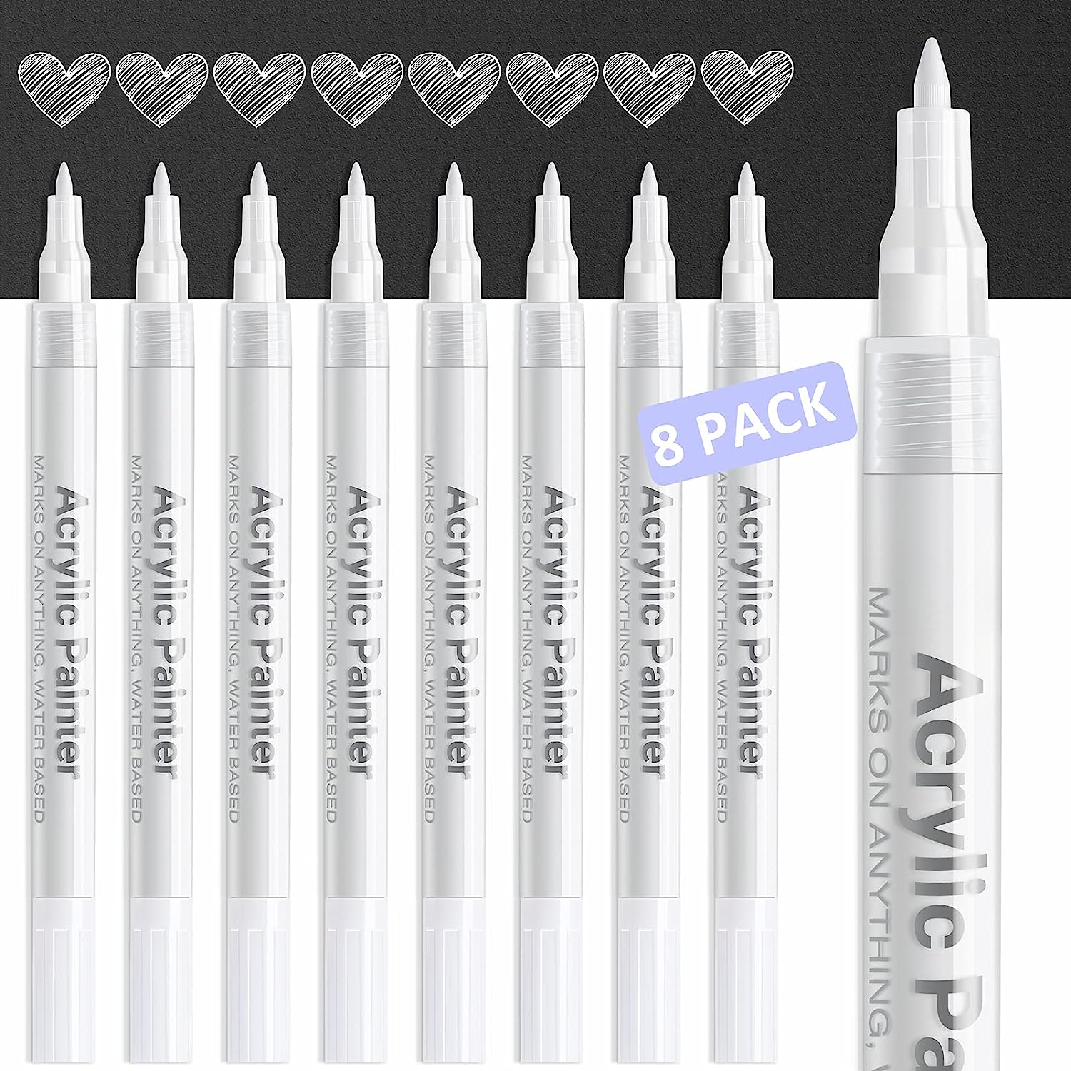 White Paint Pen Acrylic Marker: 8 Pack 0.7mm White [...]