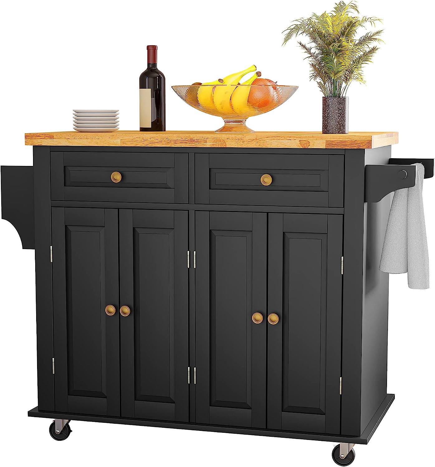 Squireewo Kitchen Cart with Wood Top Breakfast Bar, [...]