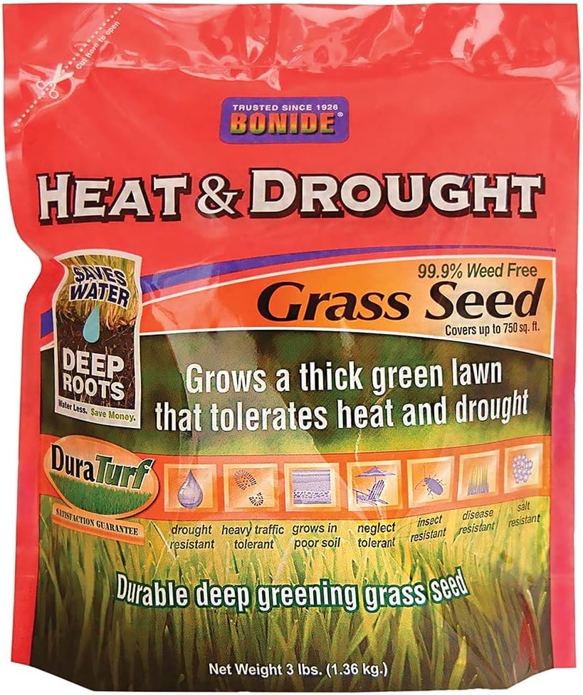 Bonide 60252 Heat & Drought Grass Seed, 3 lbs, Ready-to-Use
