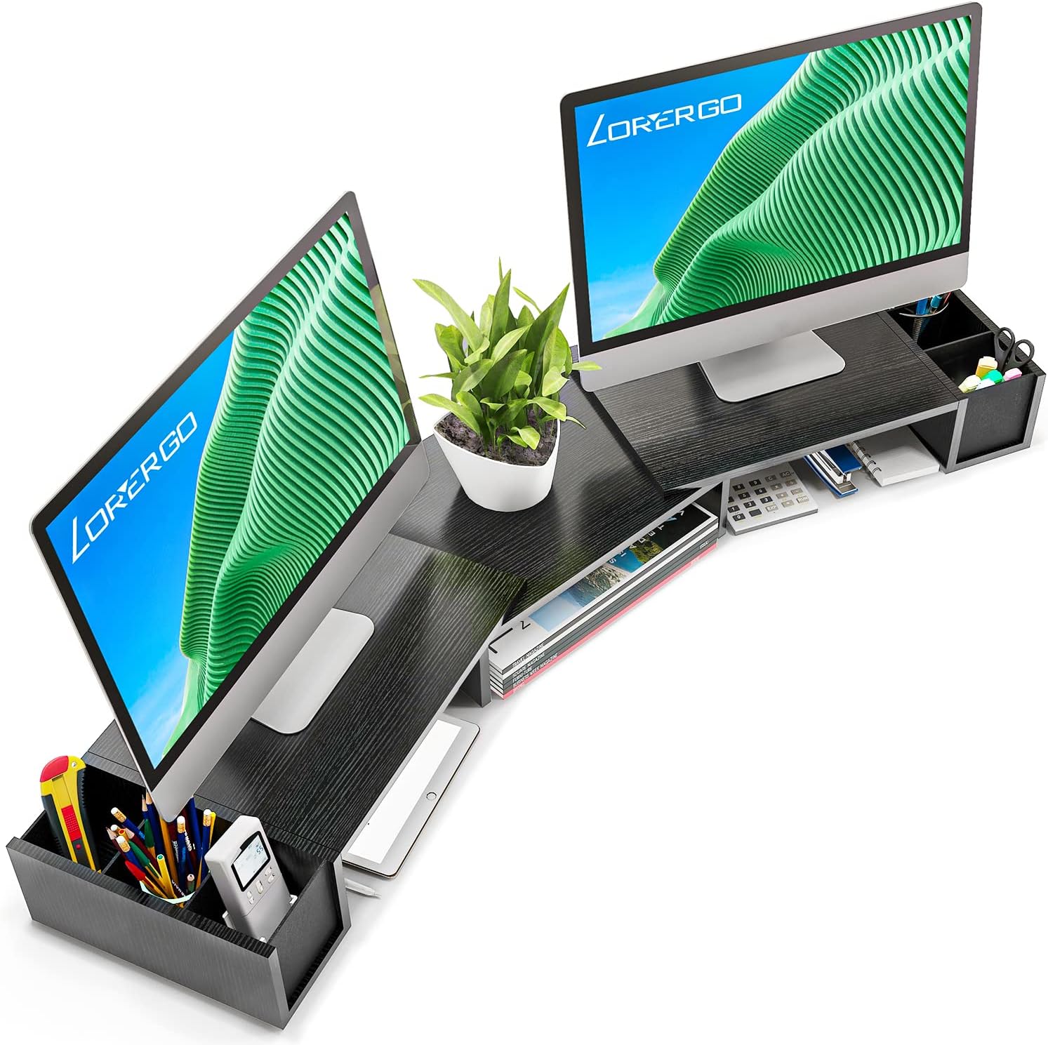 LORYERGO Dual Monitor Stand Riser, Laptop Stand with [...]