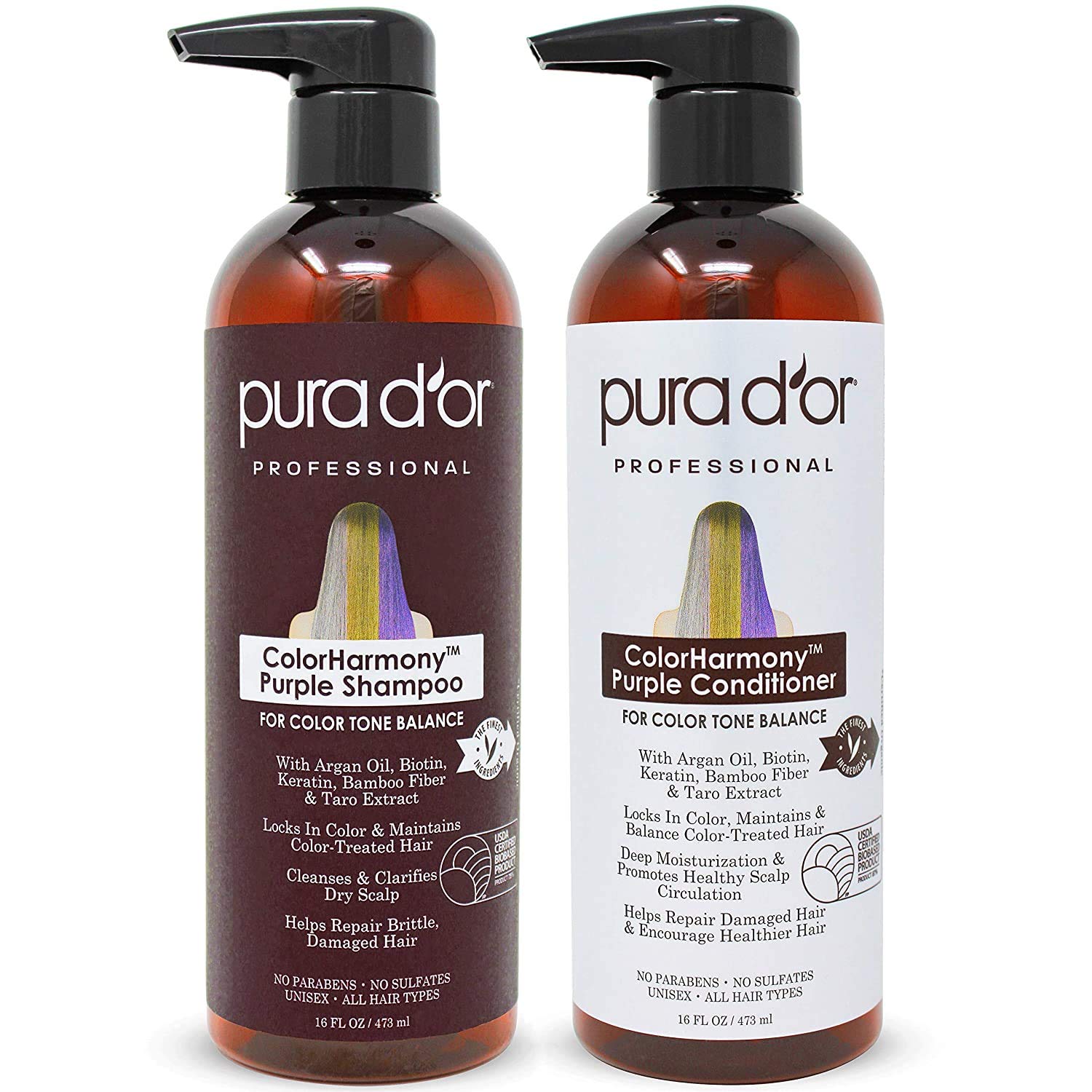 PURA D'OR Purple Shampoo & Conditioner (16oz x 2) [...]