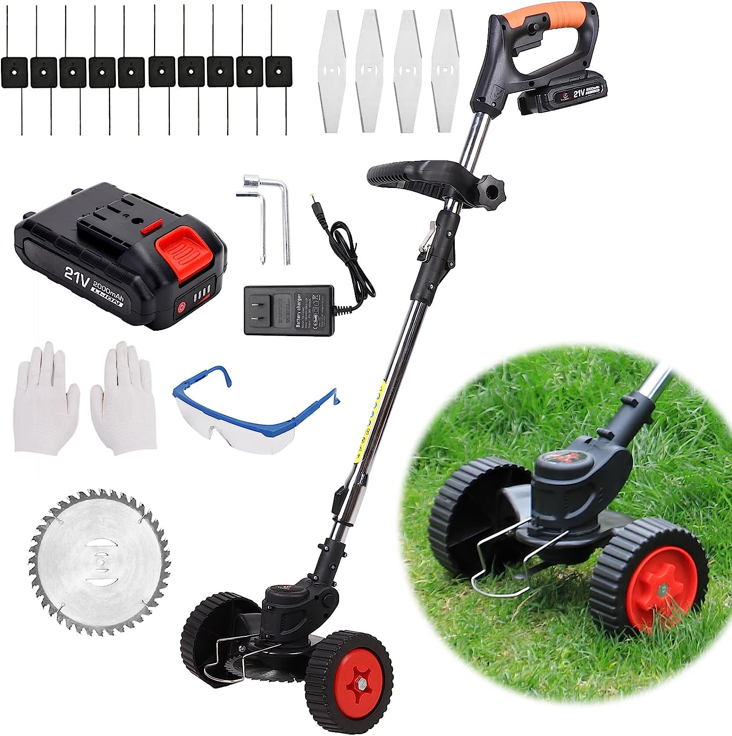 21V Weed Wacker Electric Weed Eater Battery Powered, 3 [...]