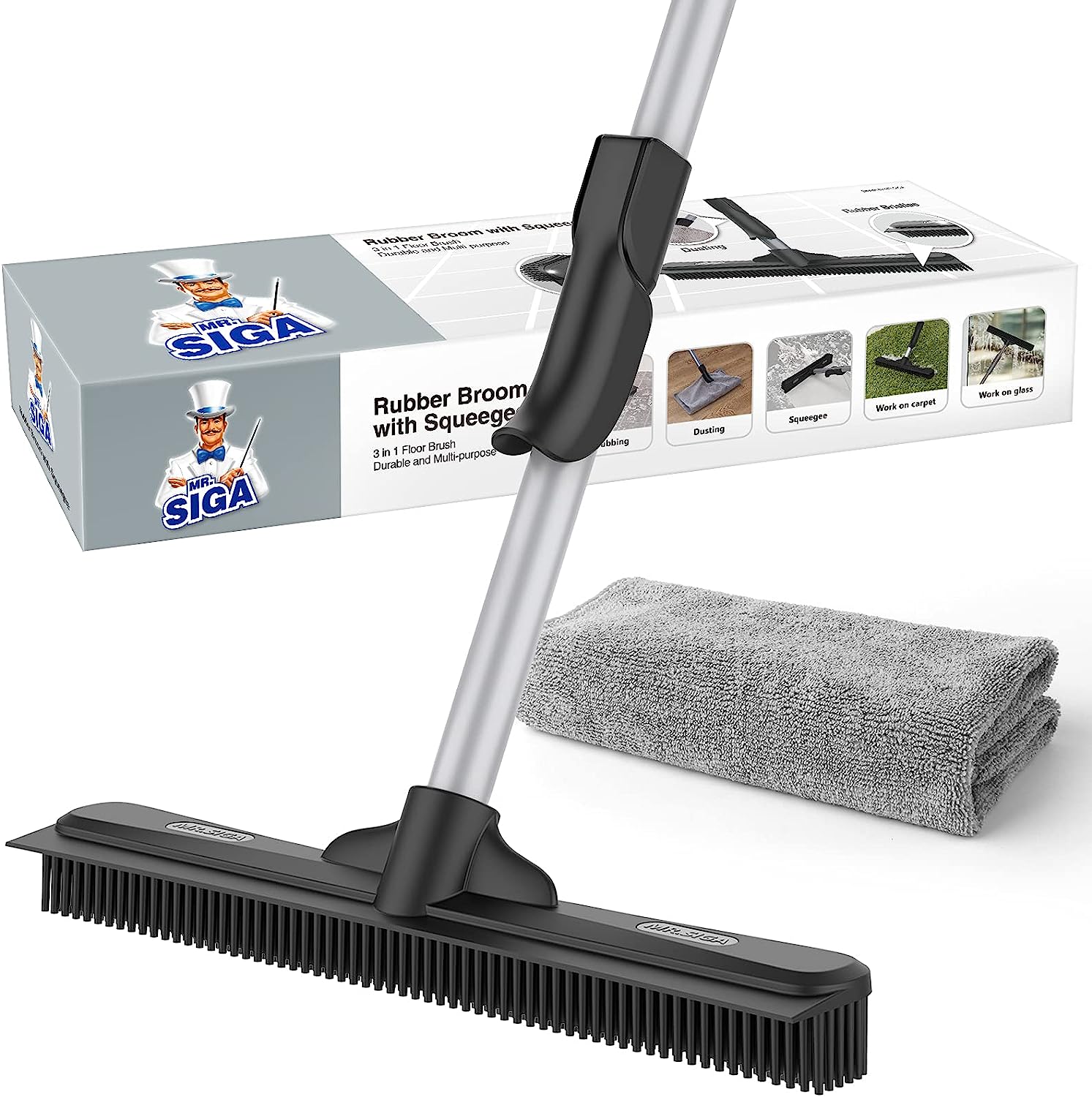 MR.SIGA Pet Hair Removal Rubber Broom with Built in [...]