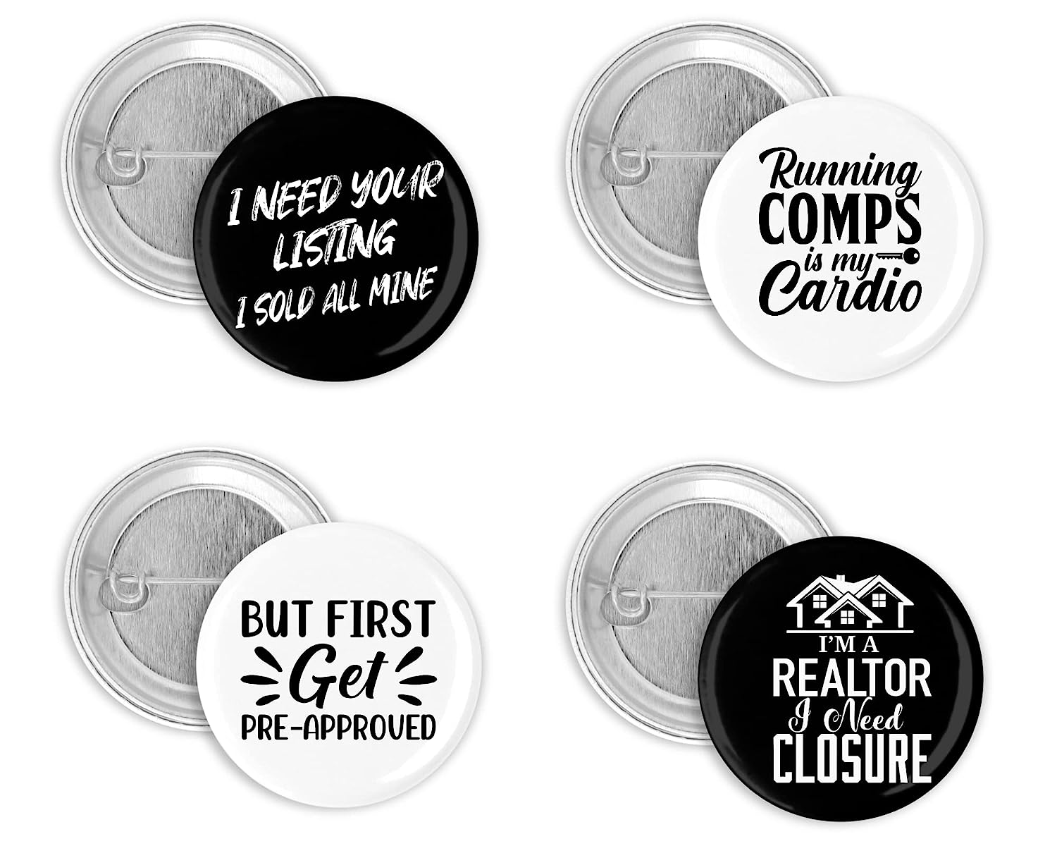 Funny Realtor Real Estate Agent Themed Set Of 4 Pin [...]