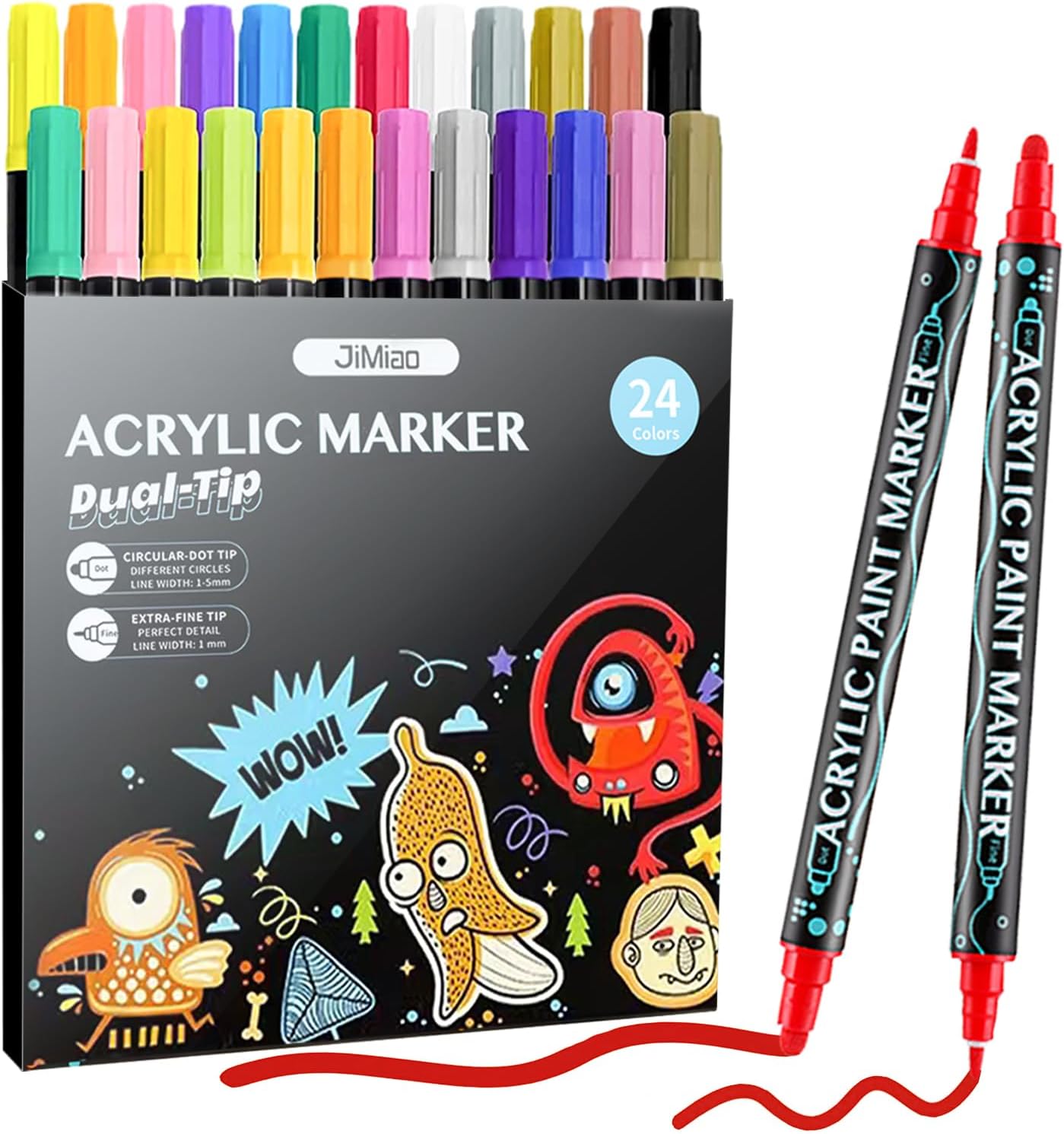 imurz 24 Colors Acrylic Paint Pens,Dual Tip Acrylic [...]