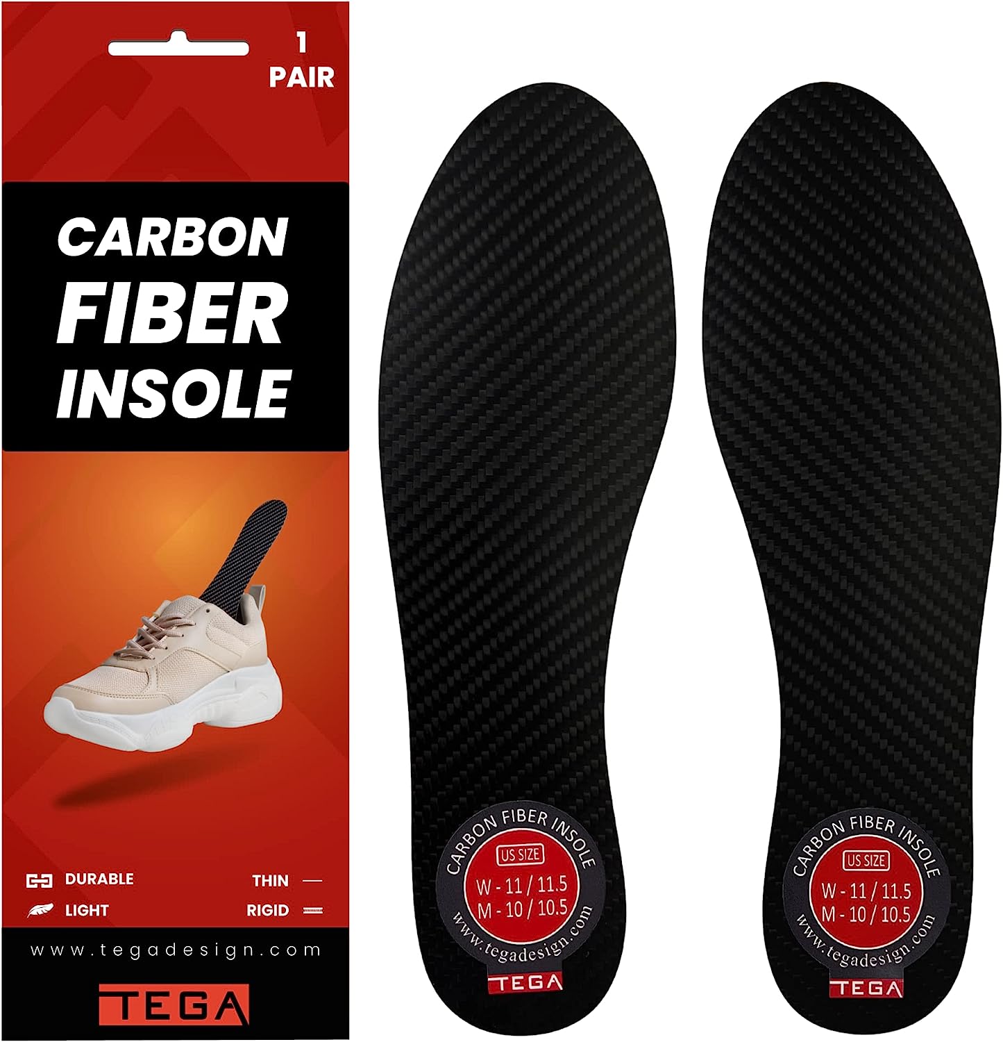 TEGA Carbon Fiber Insole (1 Pair) - for Turf Toe, Foot [...]