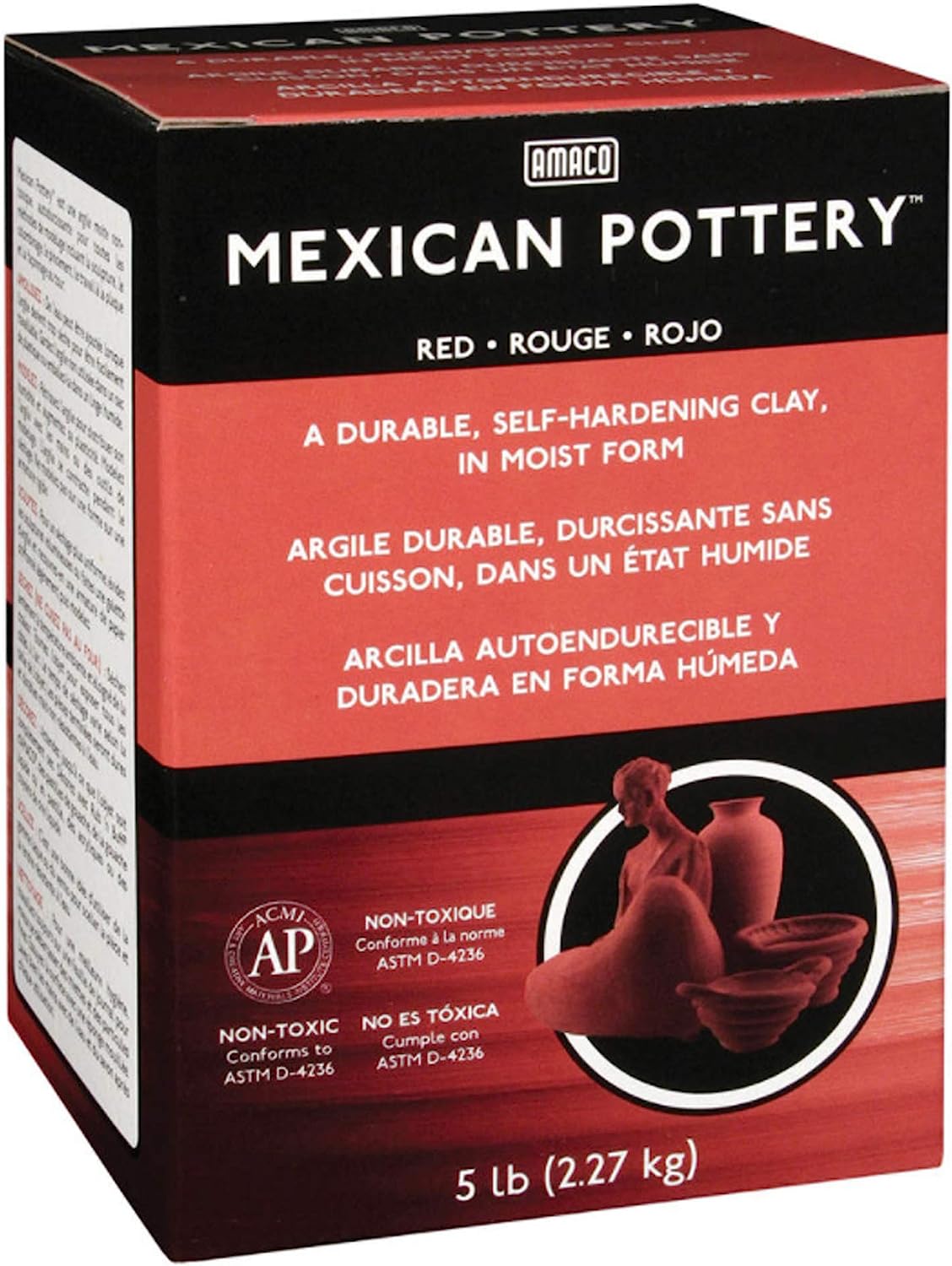 AMACO 216306 Mexican Self-Hardening Clay, 5-Pound, Red
