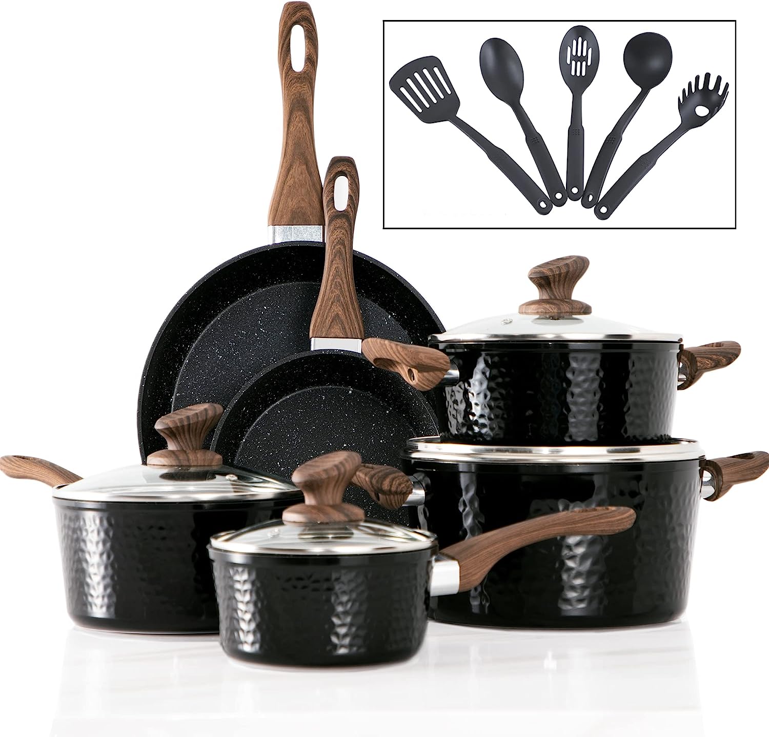 Kitchen Academy Induction Cookware Sets - 15 Pcs Black [...]