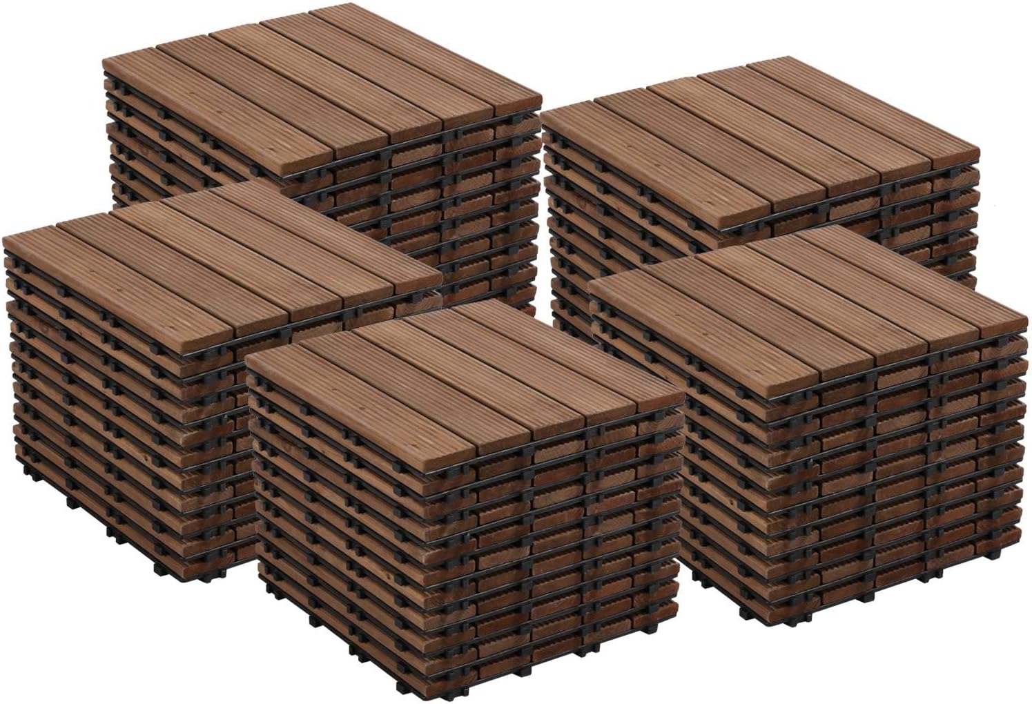 Yaheetech 55pcs Patio Deck Tiles Interlocking Wood [...]