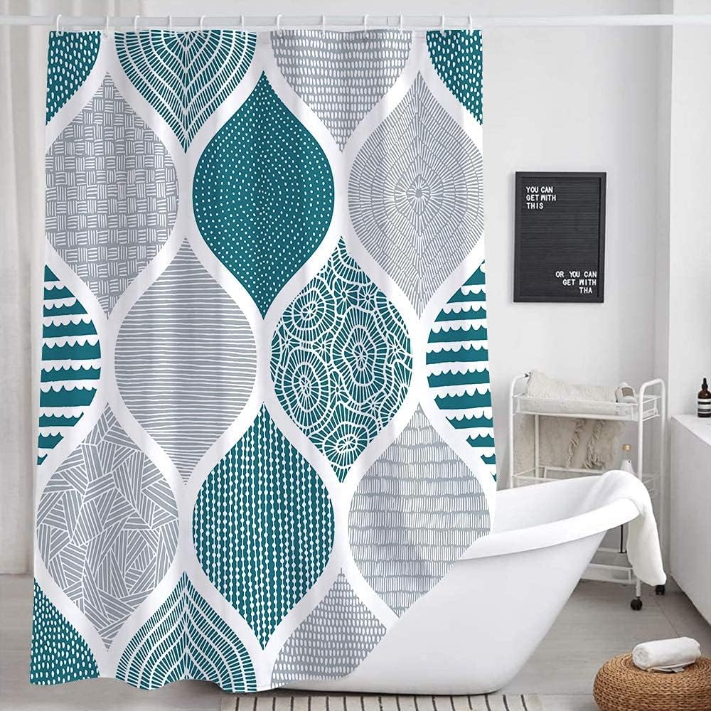 JAWO Teal and Grey Bohemian Shower Curtain for [...]