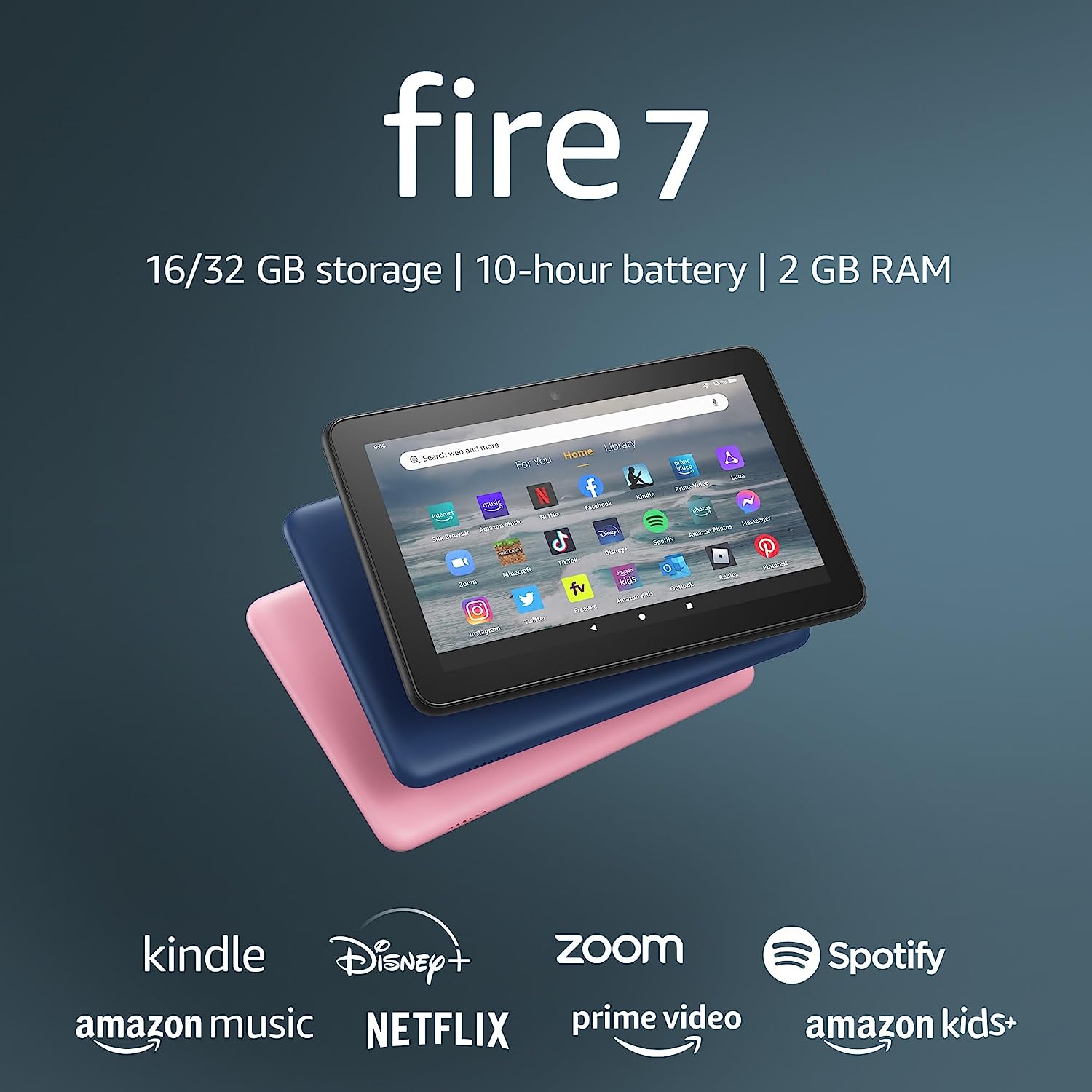 Amazon Fire 7 tablet, 7” display, 16 GB, 10 hours [...]