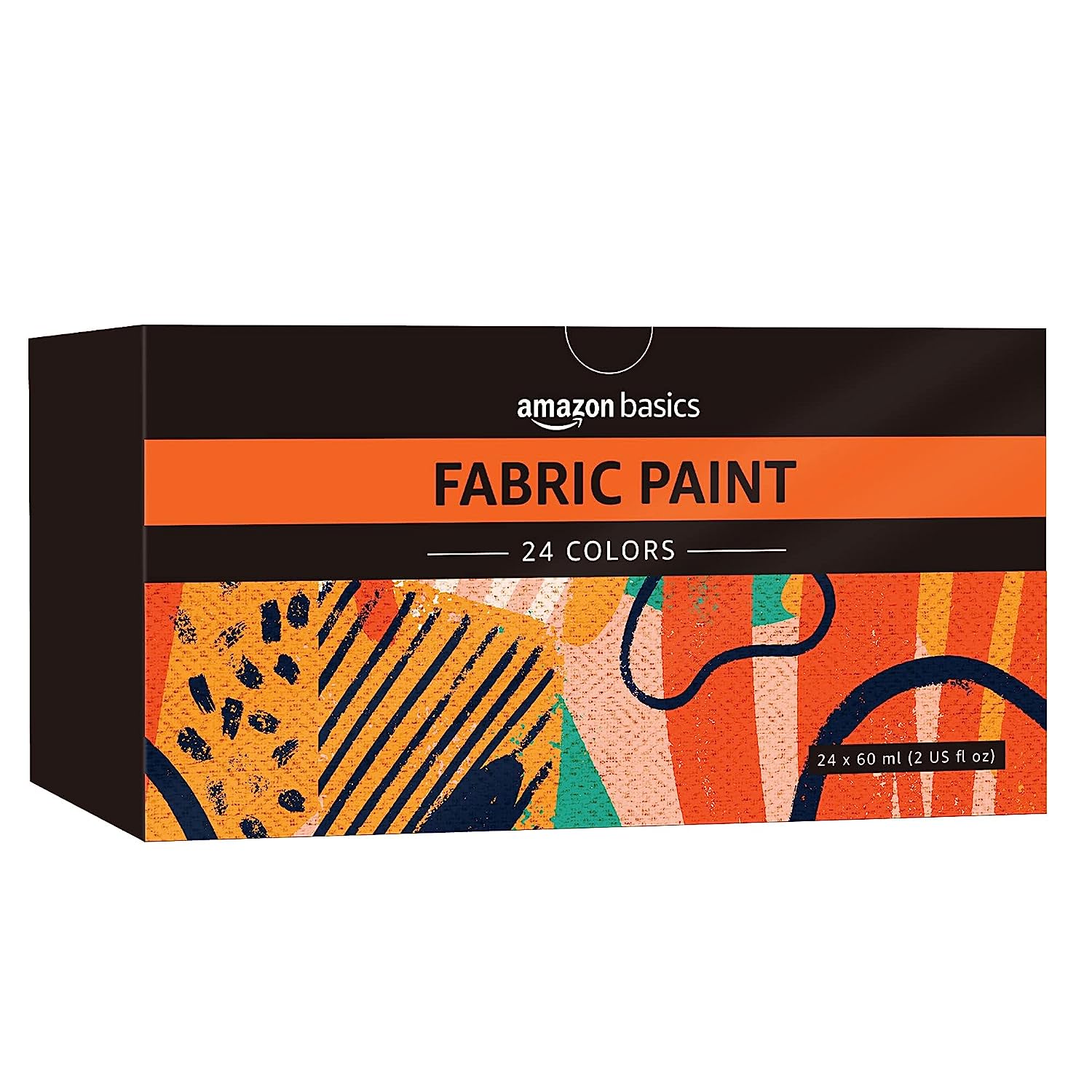 Amazon Basics Permanent Fabric Paint Bottles, 24 Colors