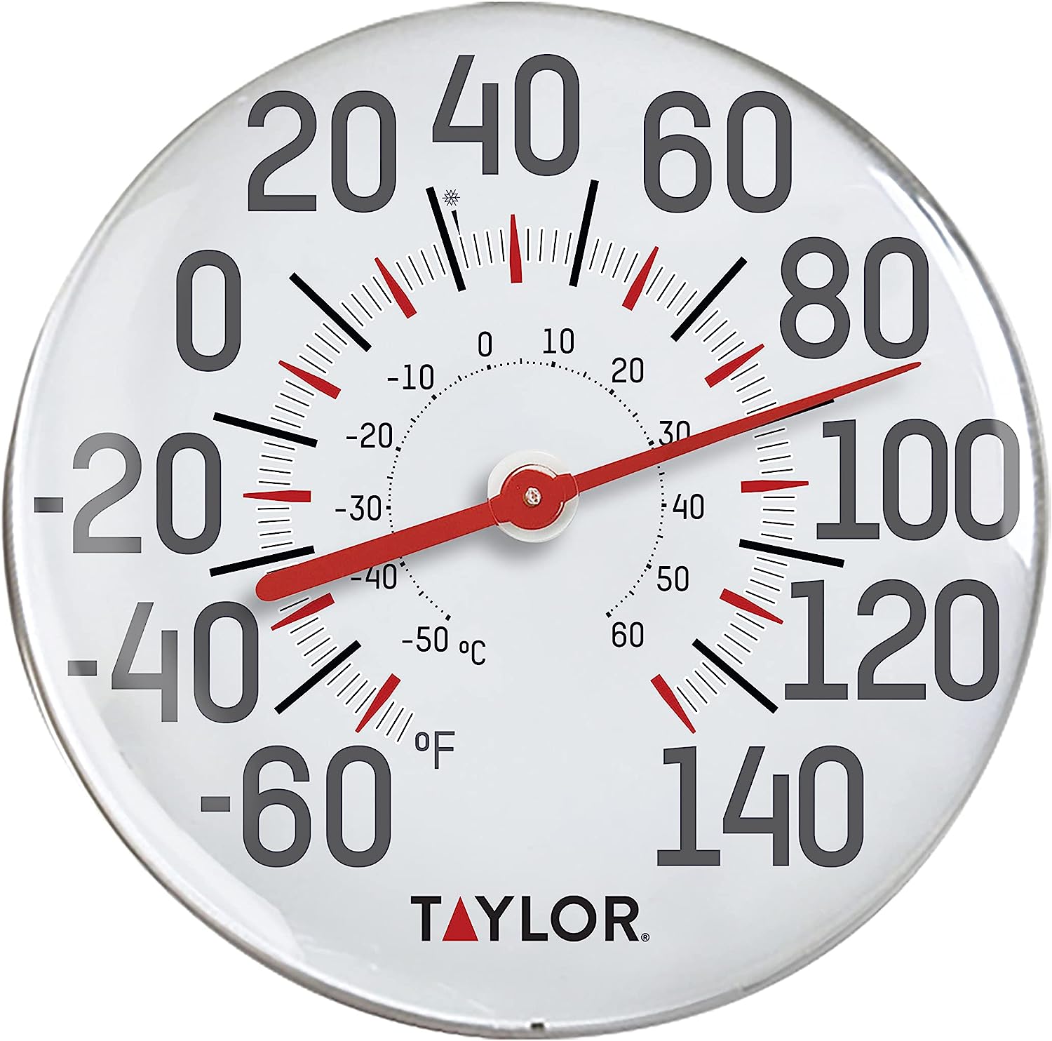 Taylor Metal Wall Indoor Outdoor Thermometer, 12 inch, White