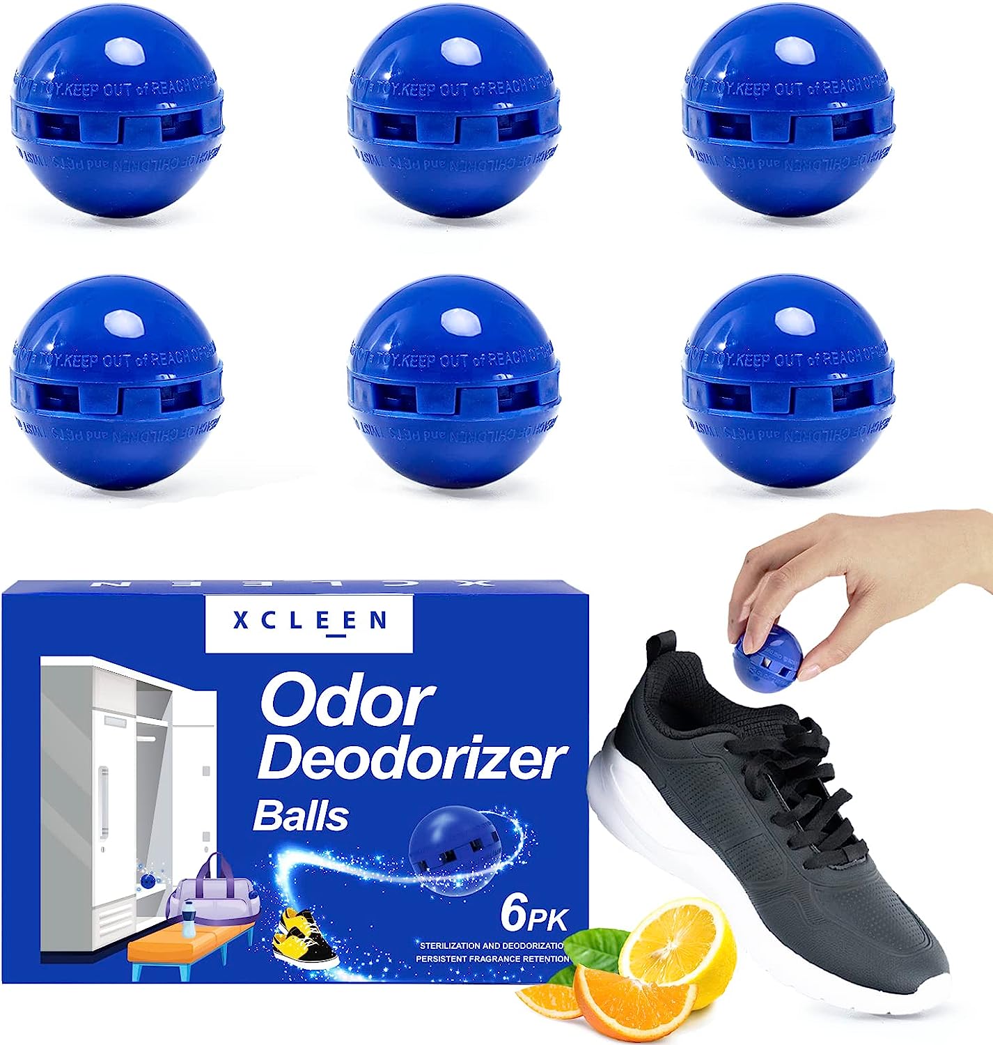 Xcleen Odor Deodorizer Balls for Sneaker, 6 pack, [...]
