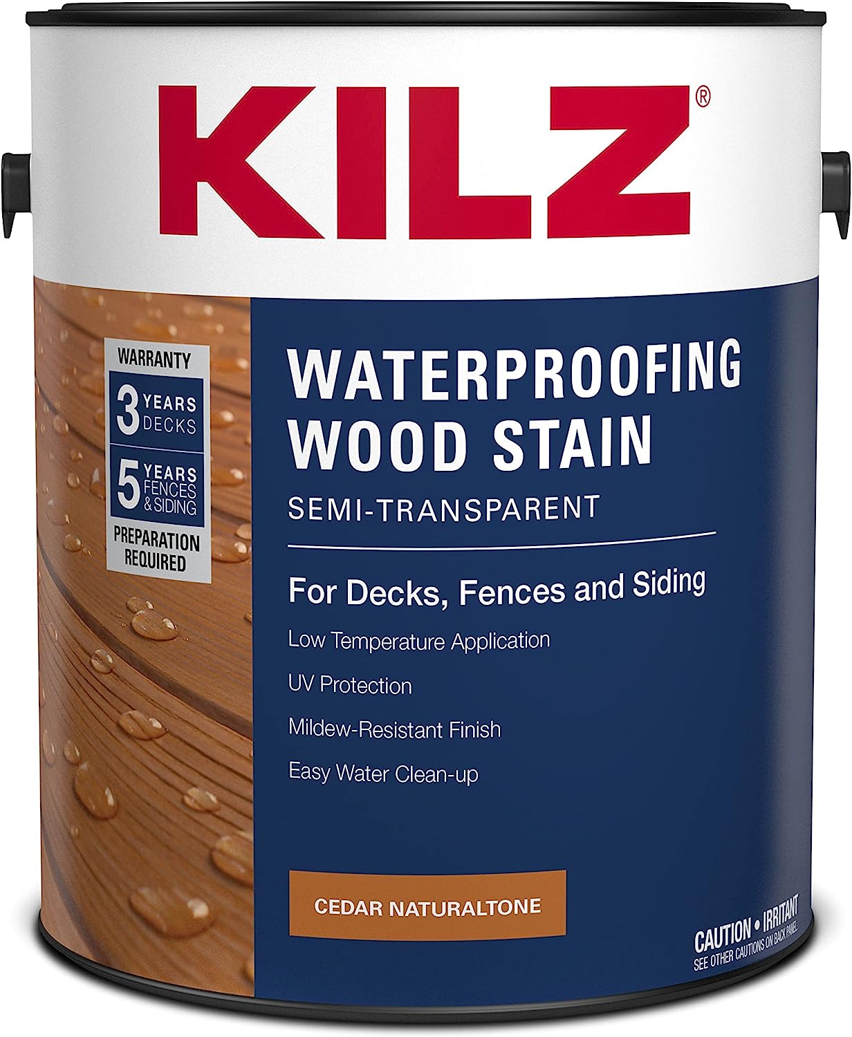 KILZ Waterproofing Wood Stain, Exterior, Semi- [...]