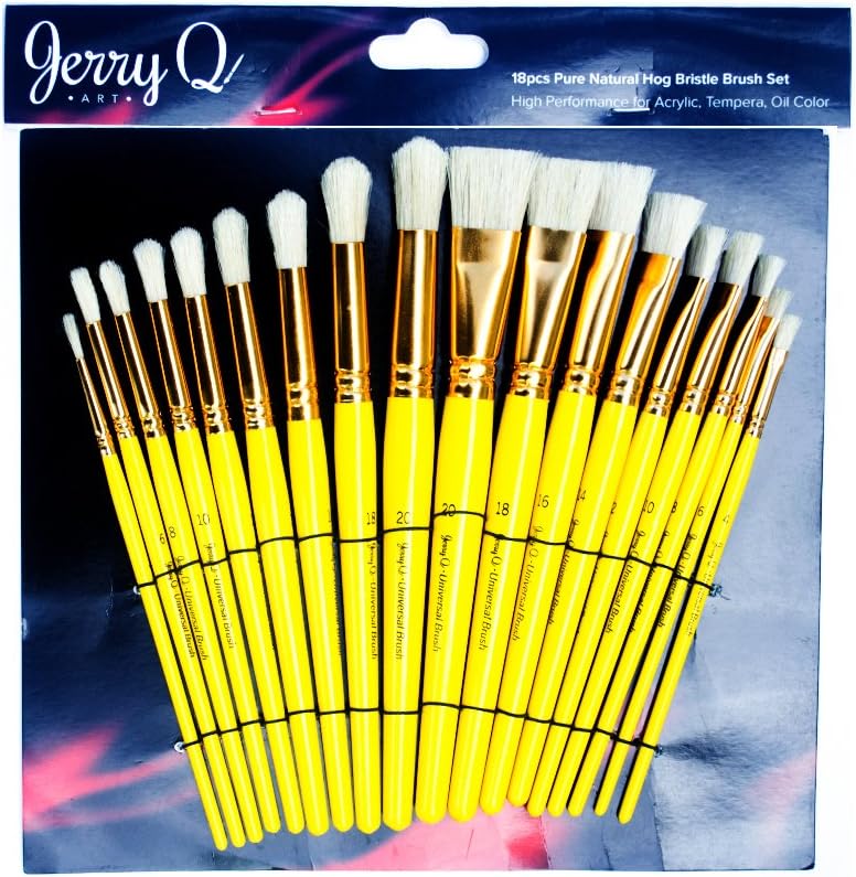 Jerry Q Art 18 pcs Pure Natural Hog Bristle Brush Set [...]
