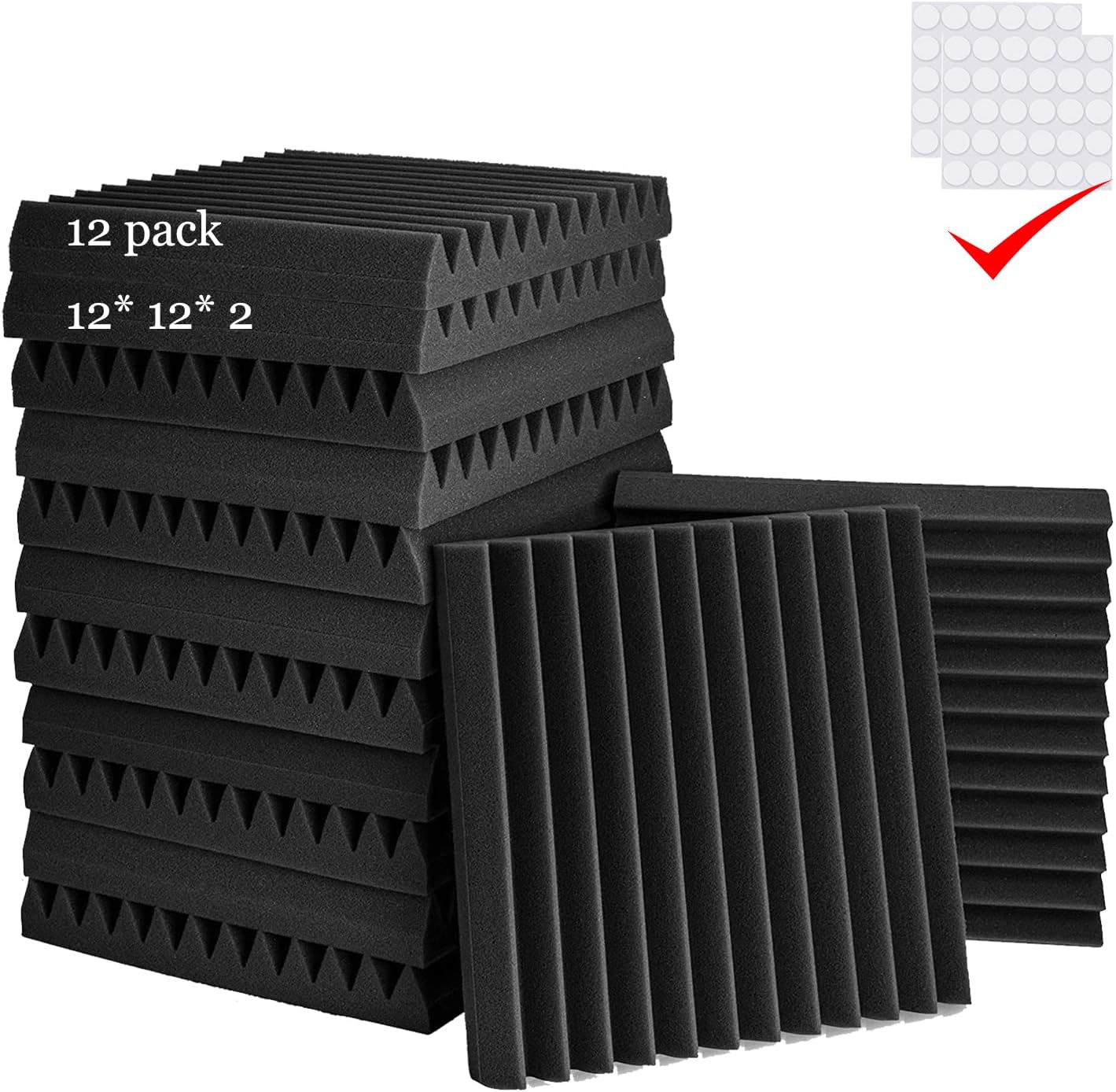 Acoustic Foam Panels - Pack of 12 Flame Retardant [...]