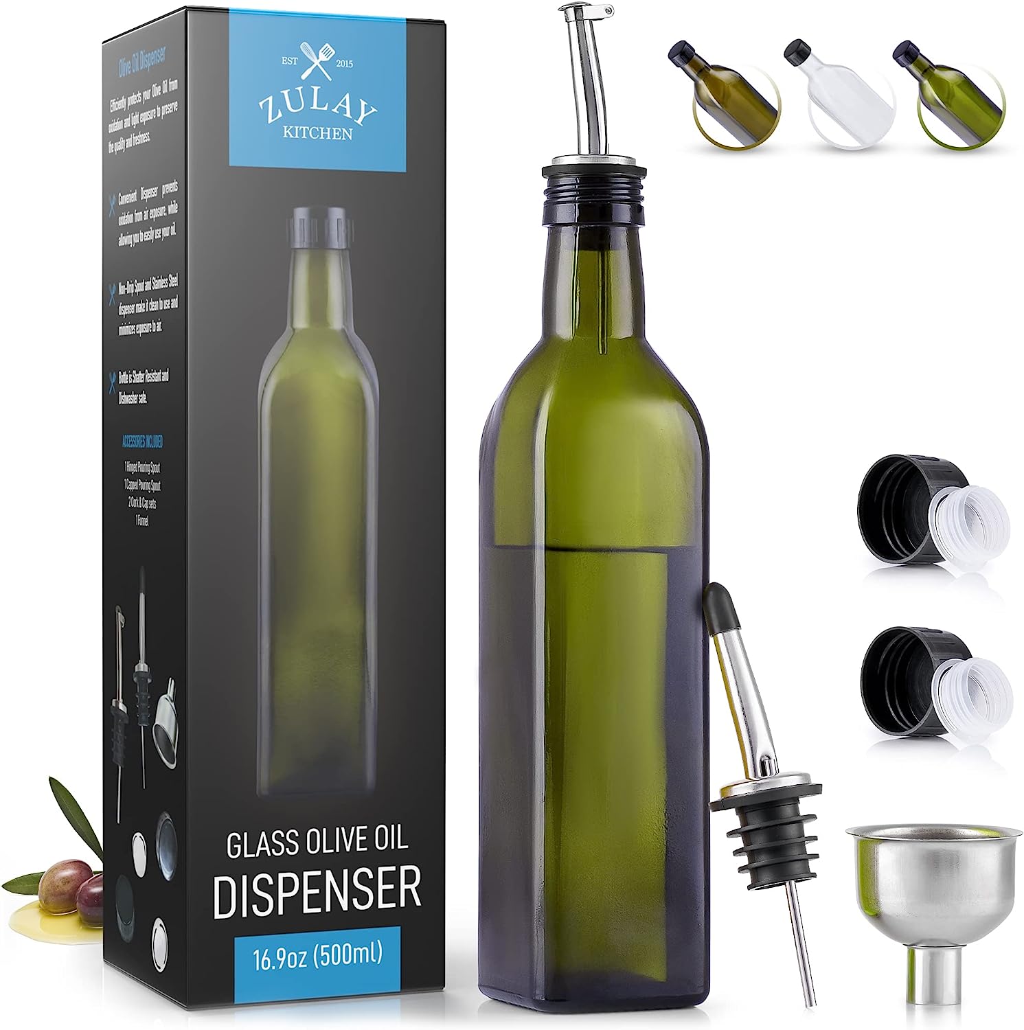 Zulay (17oz) Olive Oil Dispenser Bottle For Kitchen - [...]