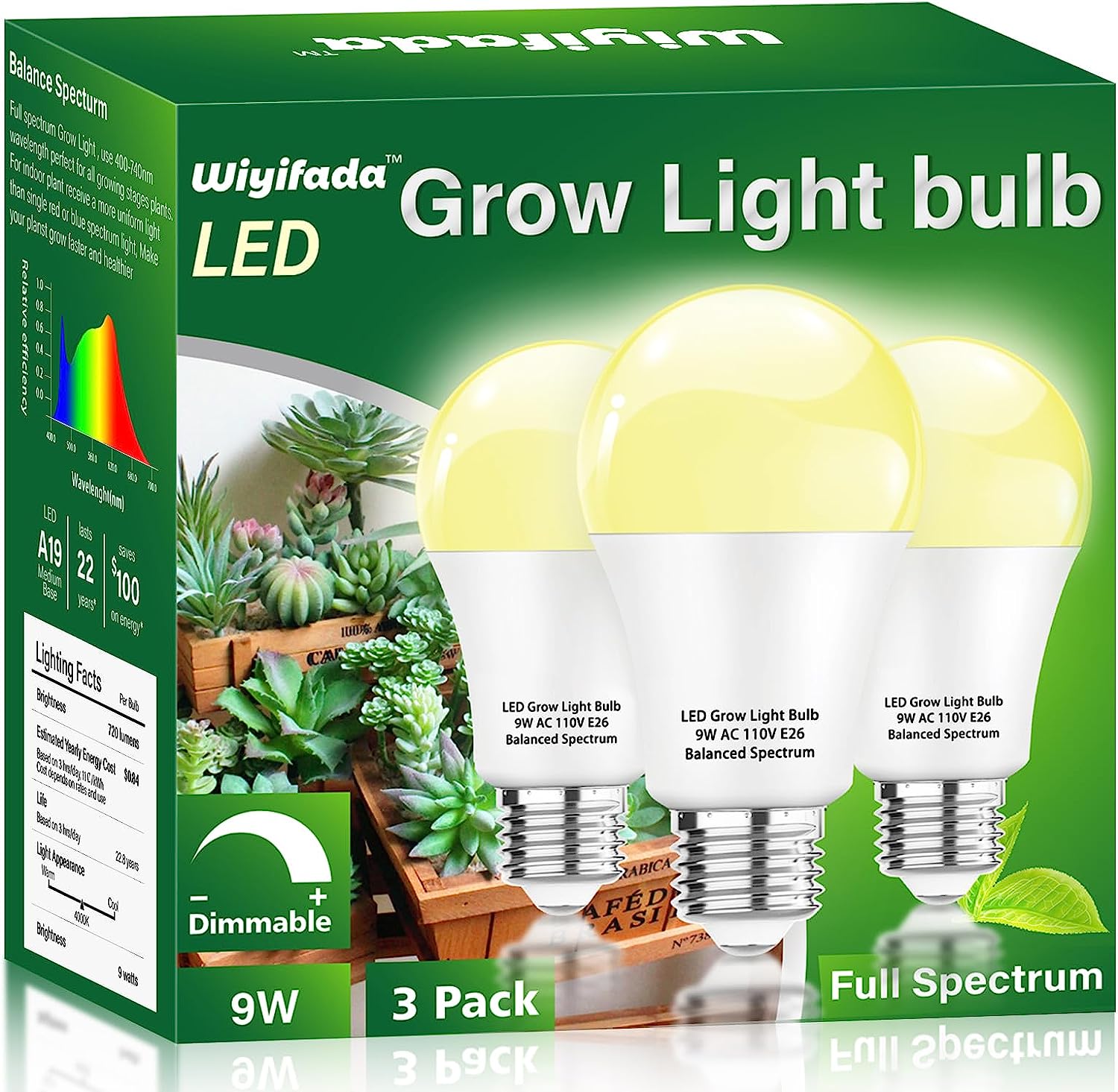 3 PACK Grow Light Bulb Indoor Grow Light,A19 Full [...]