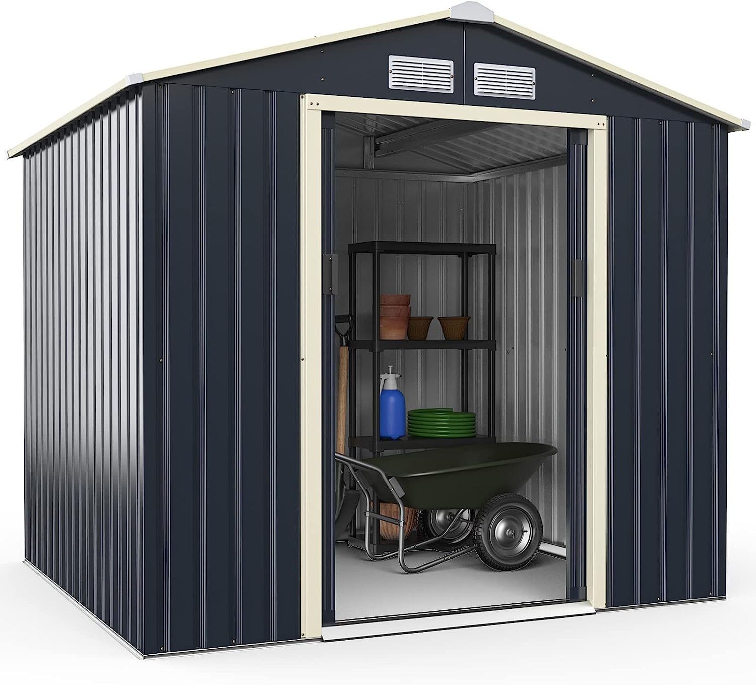 Goplus Storage Shed, Metal 7’ X 6’ Outdoor Building [...]
