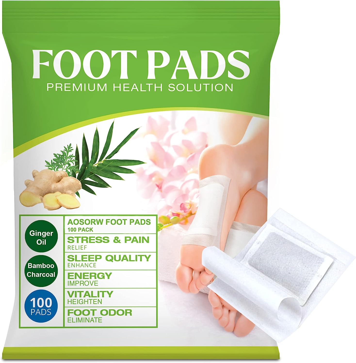 AOSORW 100 Pack Foot Pads, Ginger Oil Bamboo Charcoal [...]