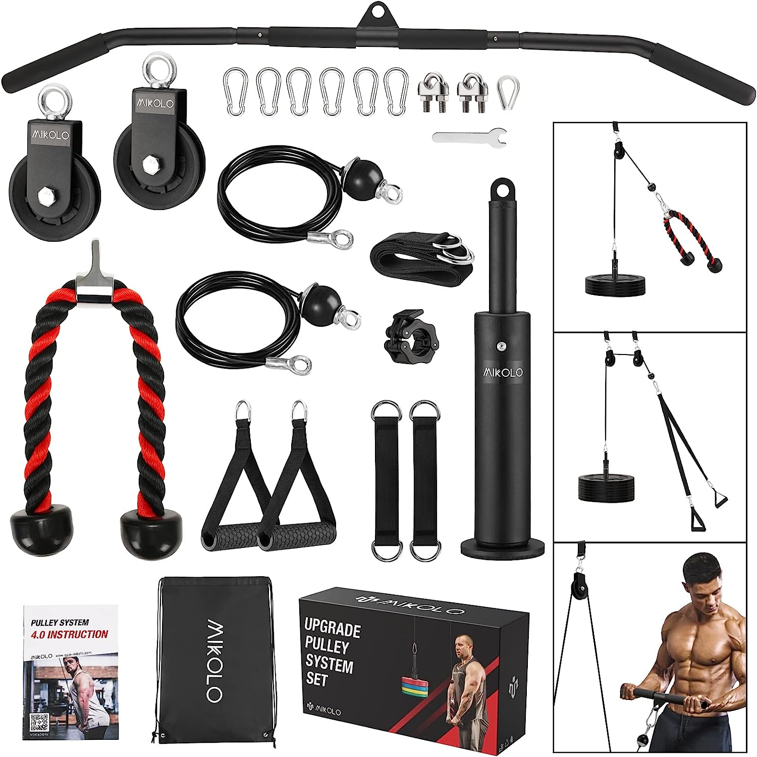 Mikolo Upgraded Weight Cable Pulley System Gym, LAT [...]