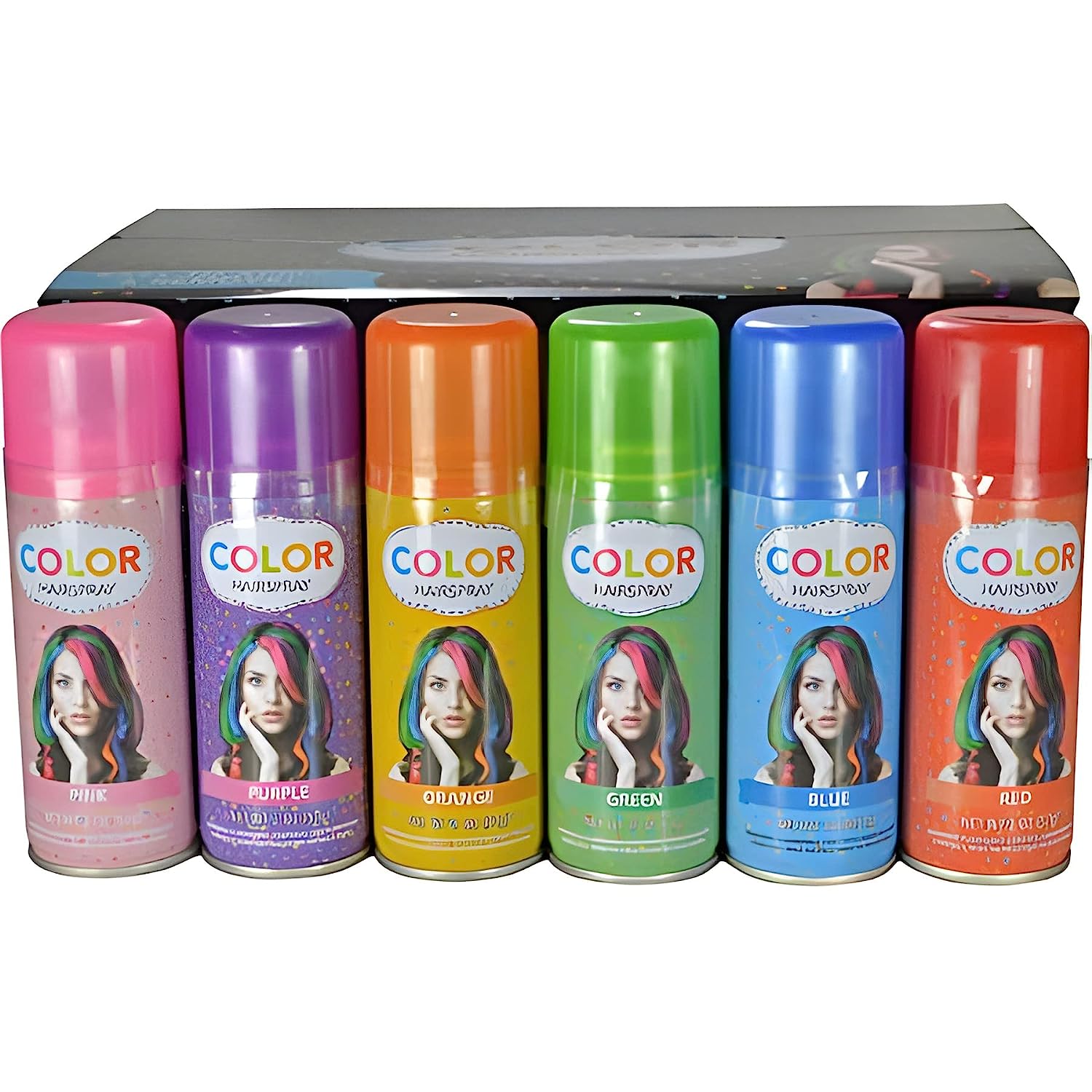 Temporary Hair Color Spray - Case (24 Cans) - 6 Colors