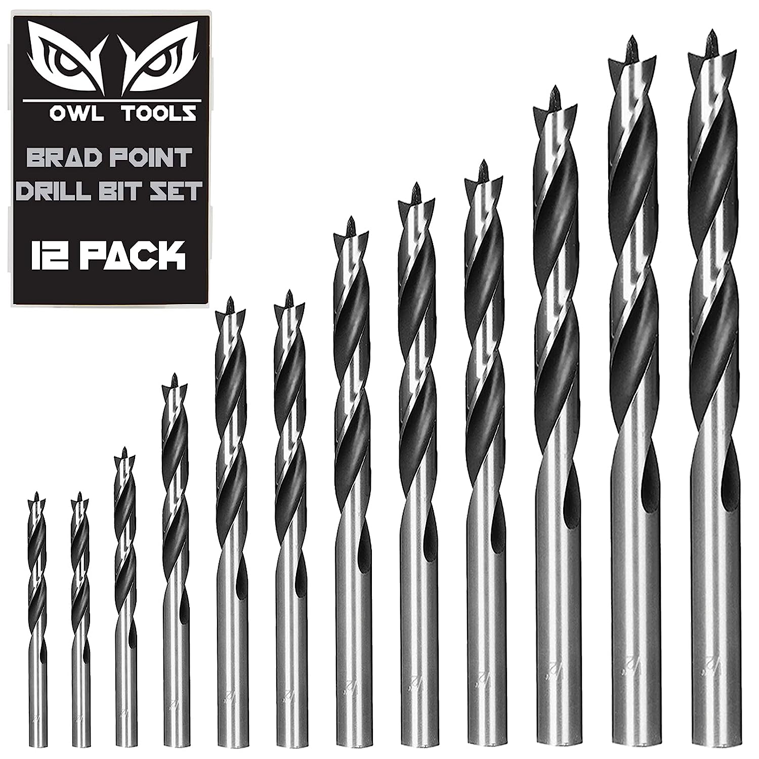 OWL TOOLS Brad Point Wood Drill Bit Set (12 Pack with [...]