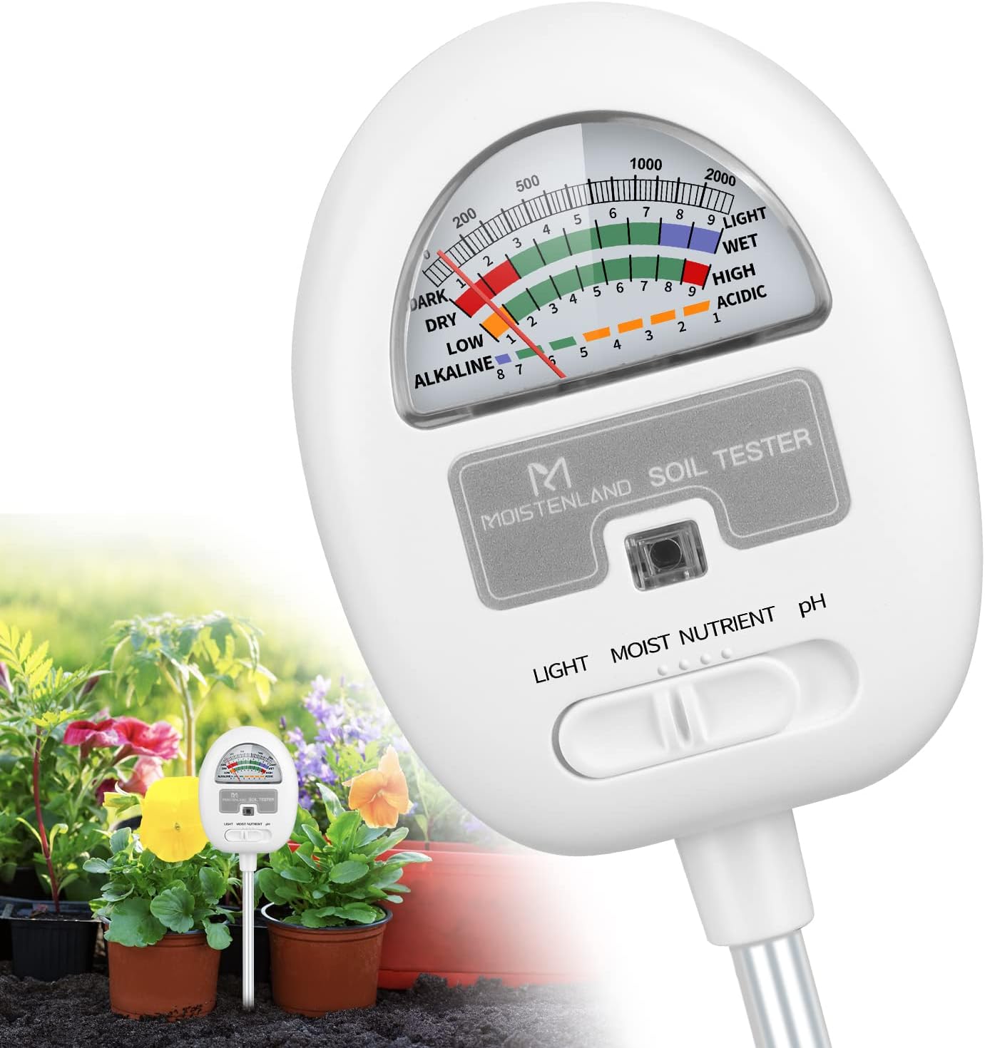 [Upgraded] Soil Moisture Meter, 4-in-1 Soil pH Tester, [...]