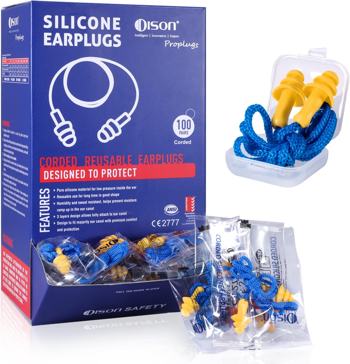 Dison 100Pairs Silicone Ear Plugs, 32dB Corded [...]
