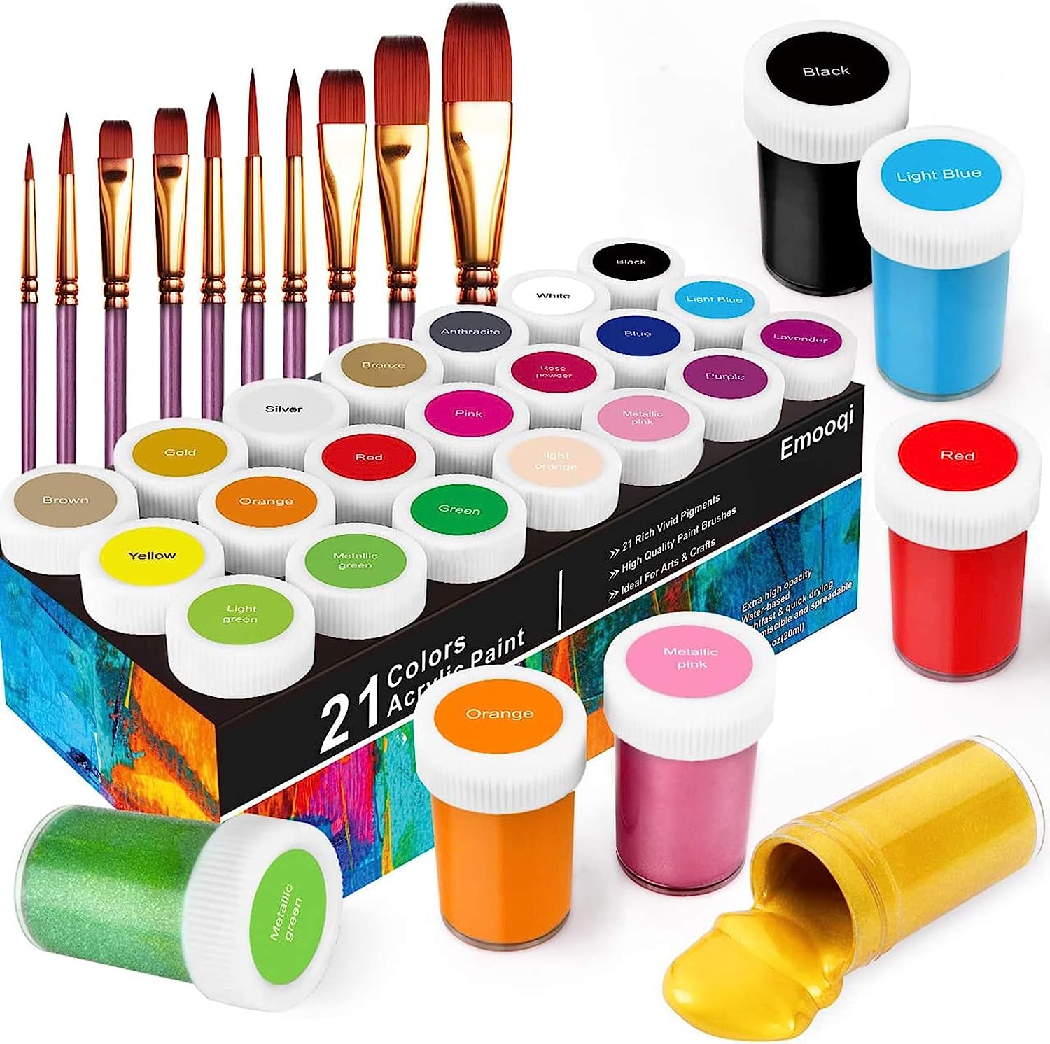 Acrylic Paint Set, Emooqi Set of 31 Acrylic Paint Box [...]
