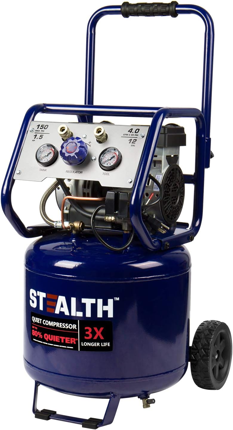 Stealth 12 Gallon Ultra Quiet Air Compressor, 1.5 HP [...]