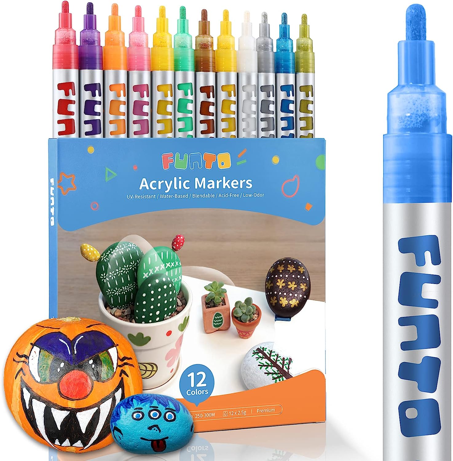 Funto Acrylic Paint Pens for Rock Painting, Fabric, [...]