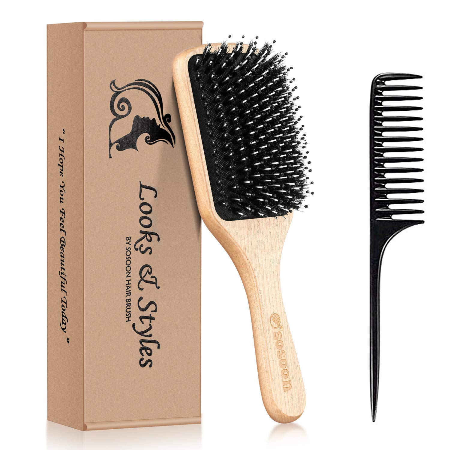 Hair Brush, Sosoon Boar Bristle Paddle Hairbrush for [...]
