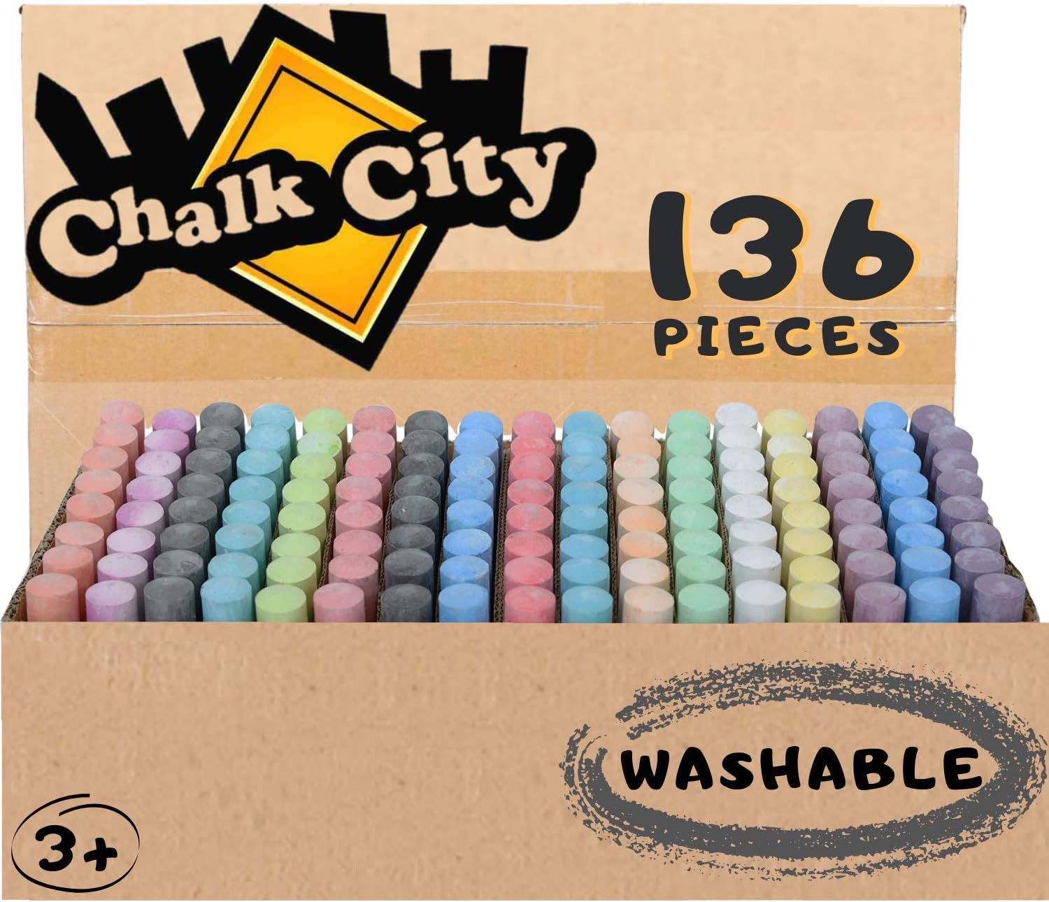 Chalk City Sidewalk Chalk, 136 Count, Jumbo Chalk, [...]