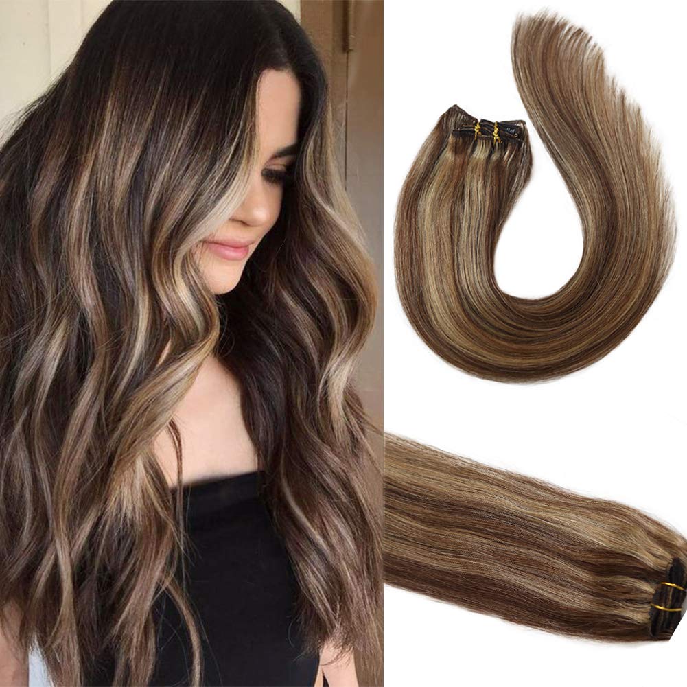 Clip in Hair Extensions Human Hair Brown Clip on for [...]