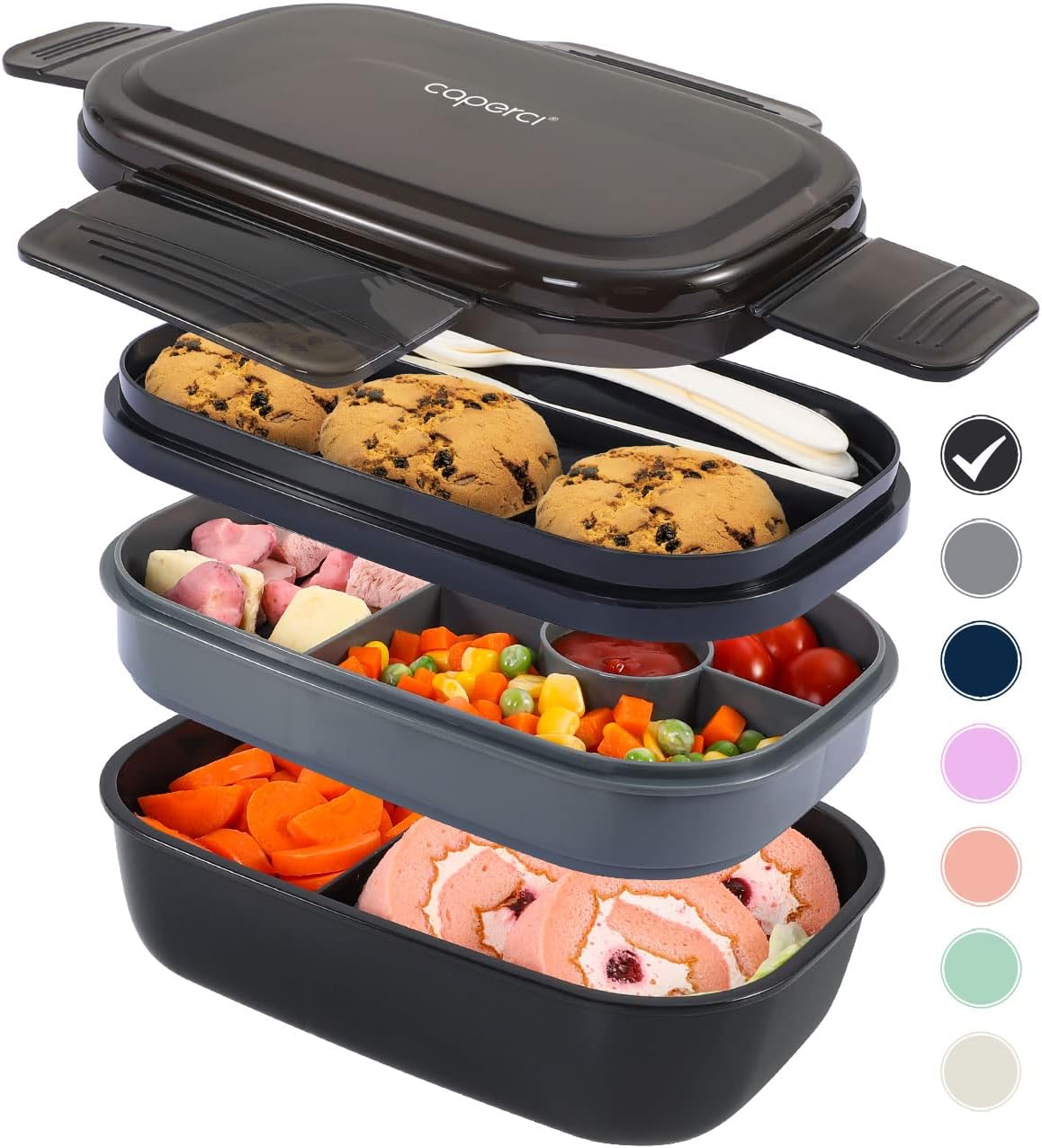 Caperci Stackable Bento Box Adult Lunch Box - 3 Layers [...]