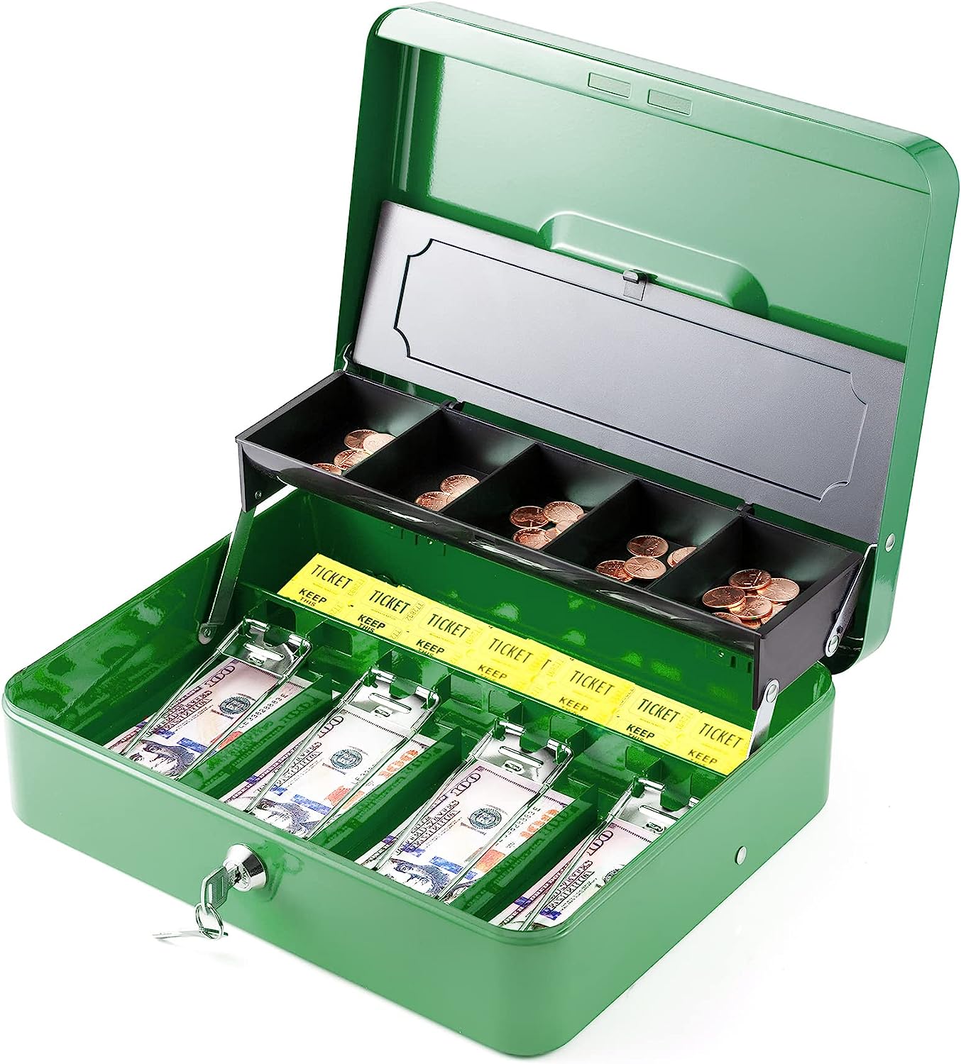 WOT I Cash Box with Money Tray, Steel Money Box with [...]