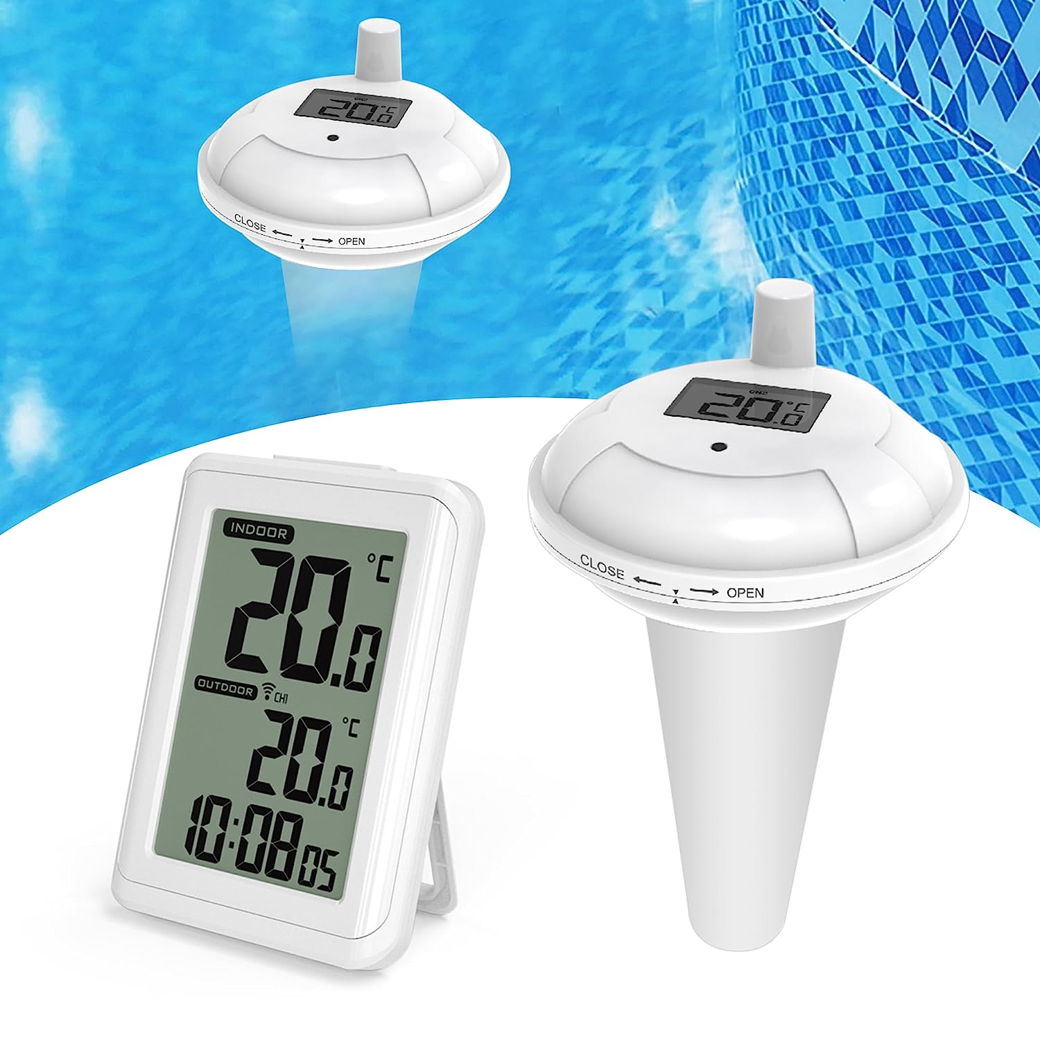 Floating Pool Thermometer Set,IPX7 Waterproof, [...]