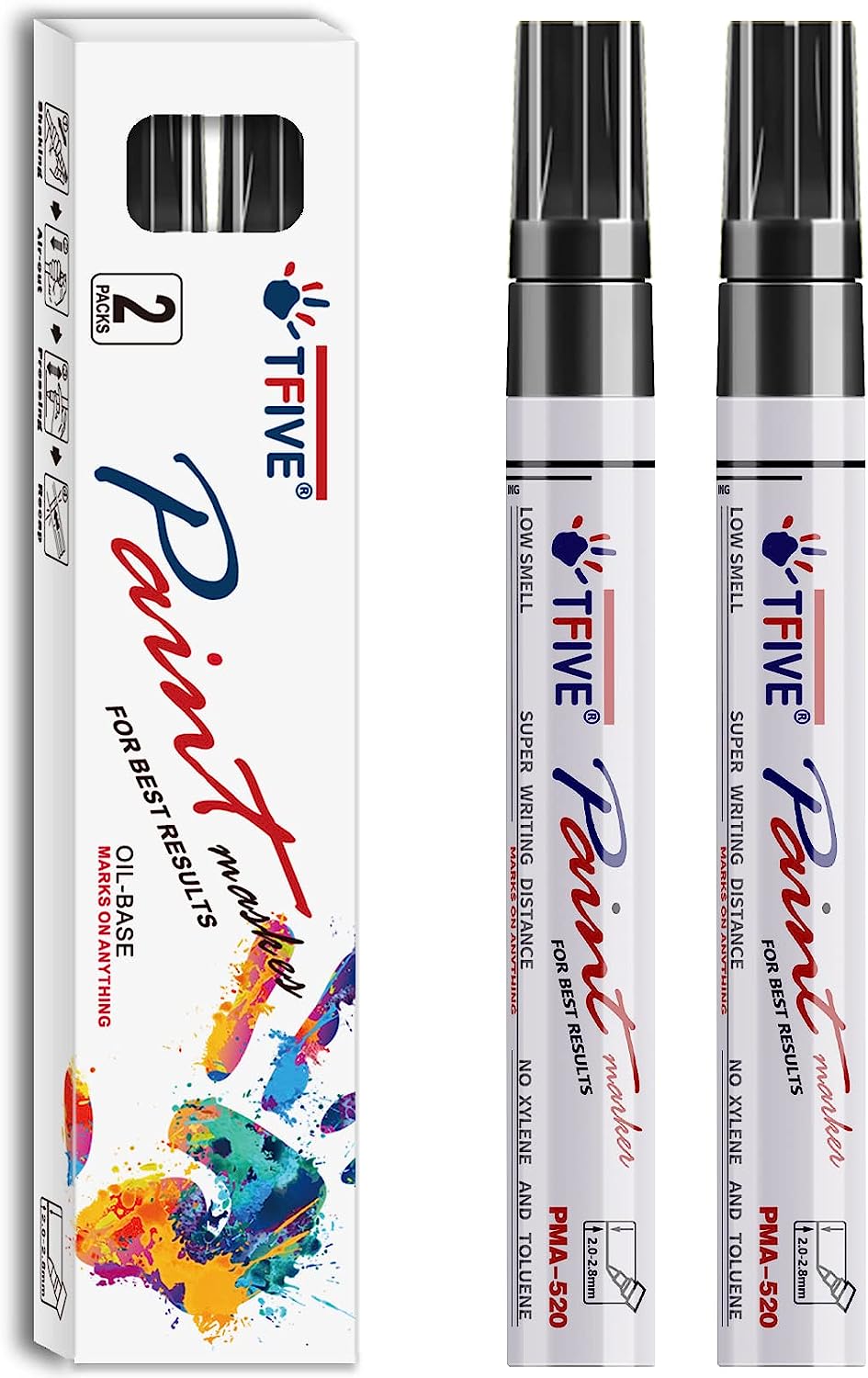 TFIVE Black Permanent Paint Marker Pens - 2 Count Oil [...]