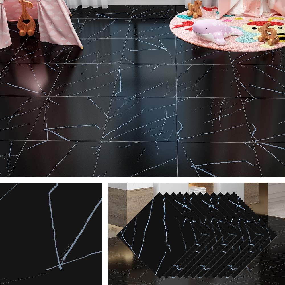 Livelynine Black Peel and Stick Floor Tile 12X12 Inch [...]