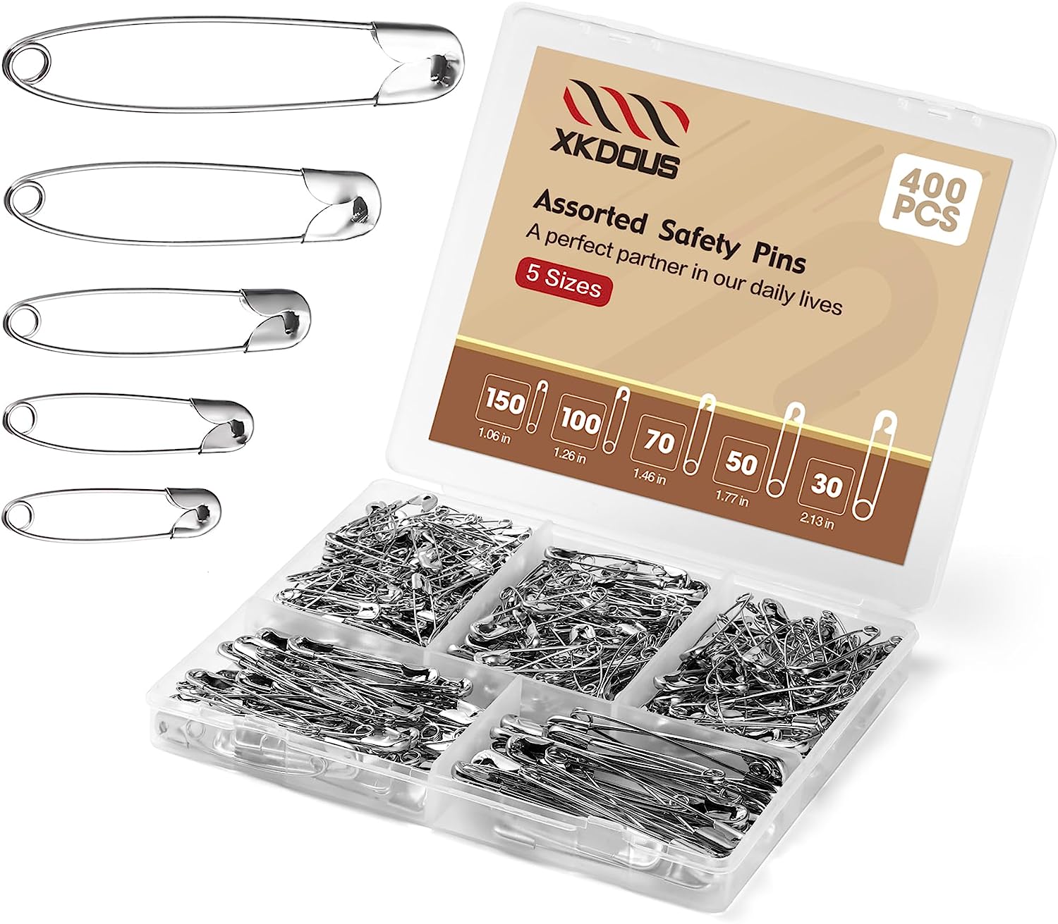 XKDOUS Safety Pins, 400 PCS Safety Pins Assorted, 5 [...]