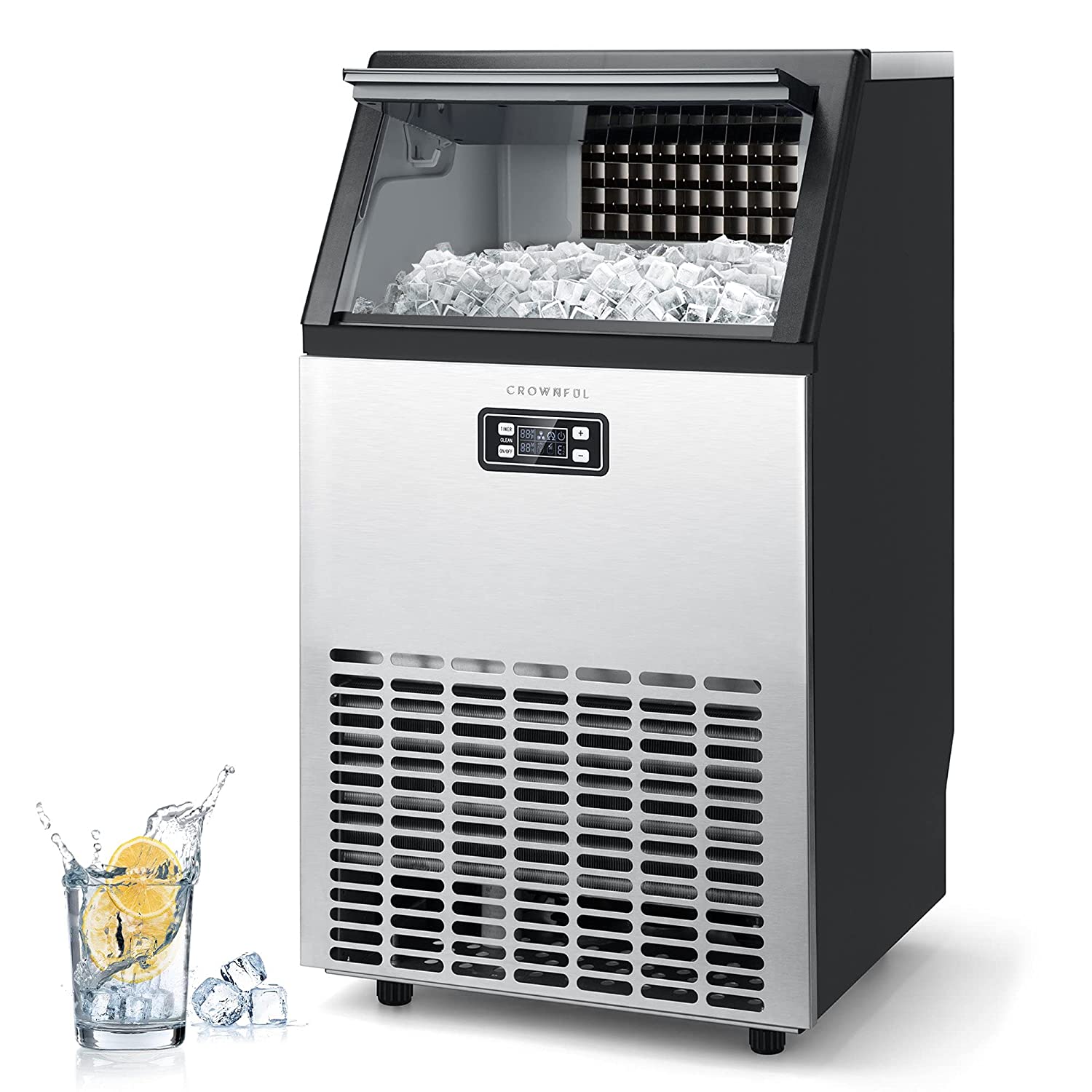 CROWNFUL Commercial Ice Maker 100Lbs/24H, Stainless [...]