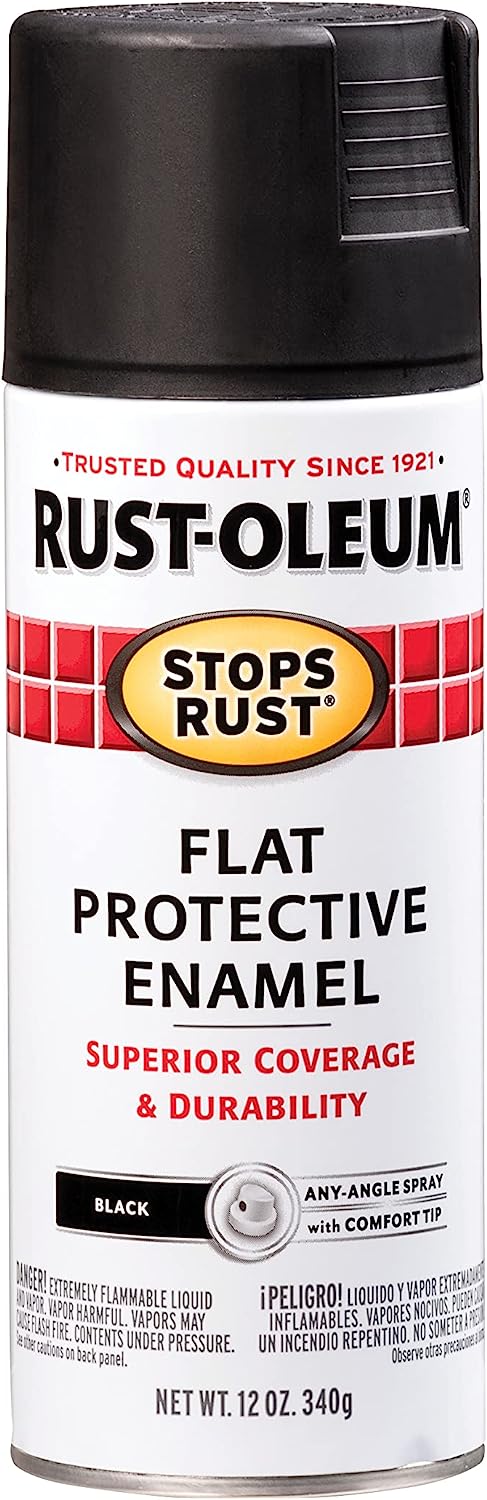 Rust-Oleum 7776830 Stops Rust Spray Paint, 12 oz, Flat Black