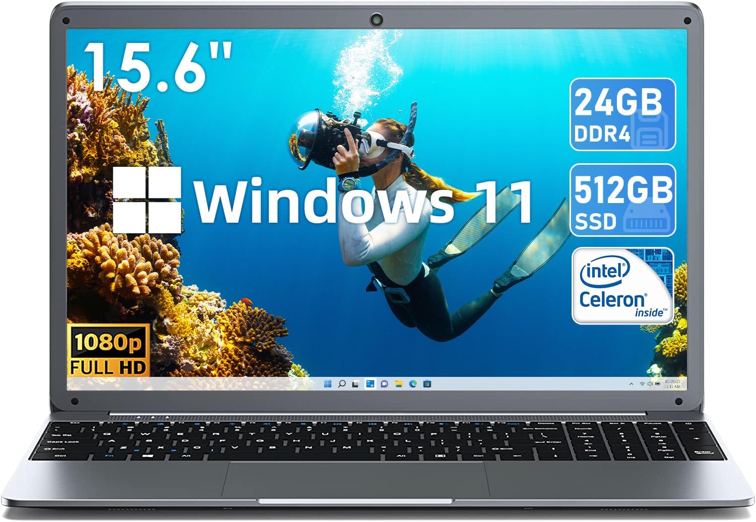SGIN 15.6 Inch Laptop, 24GB DDR4 512GB SSD Windows 11 [...]