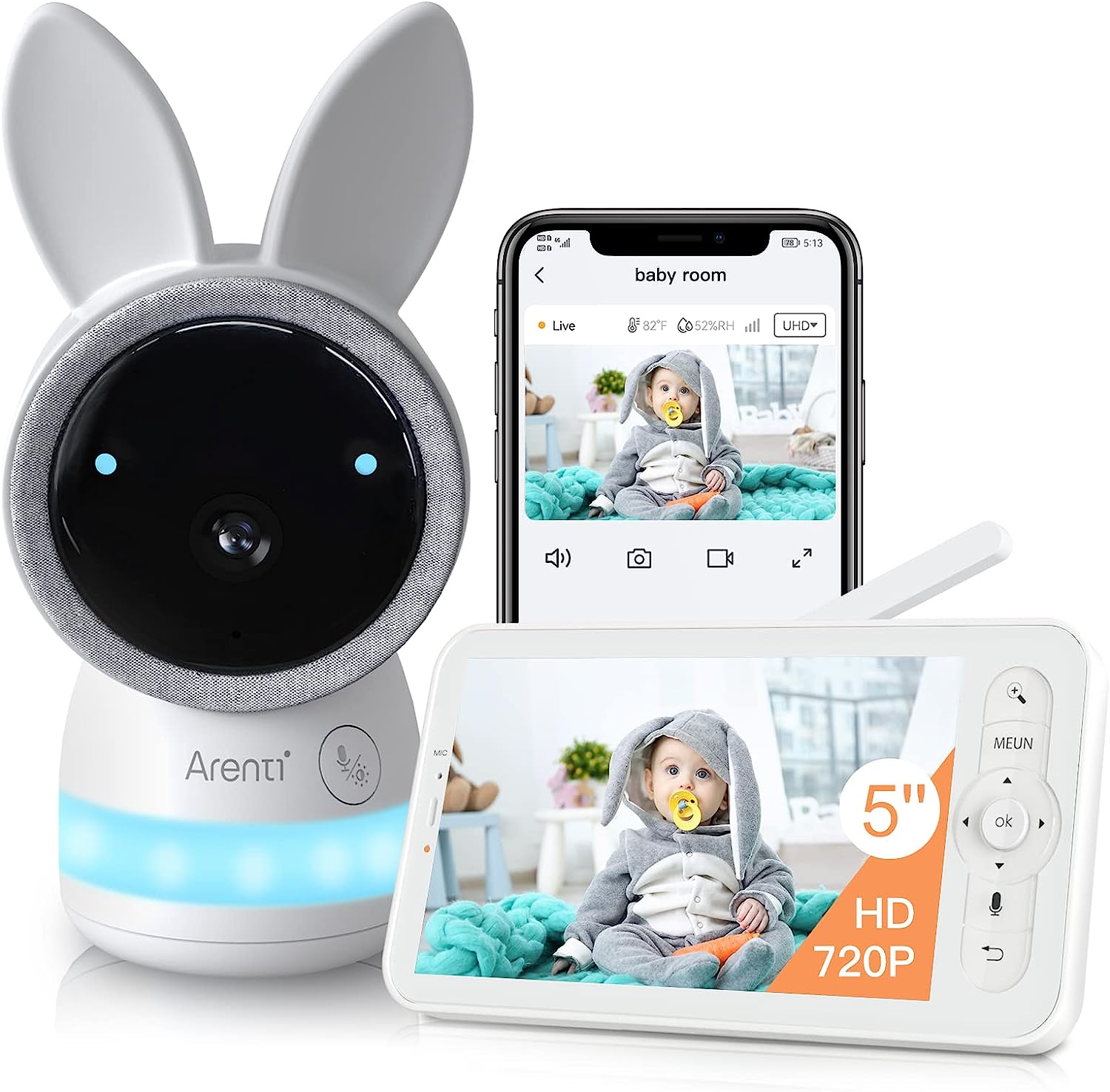 ARENTI Video Baby Monitor, Audio Monitor with 2K Ultra [...]