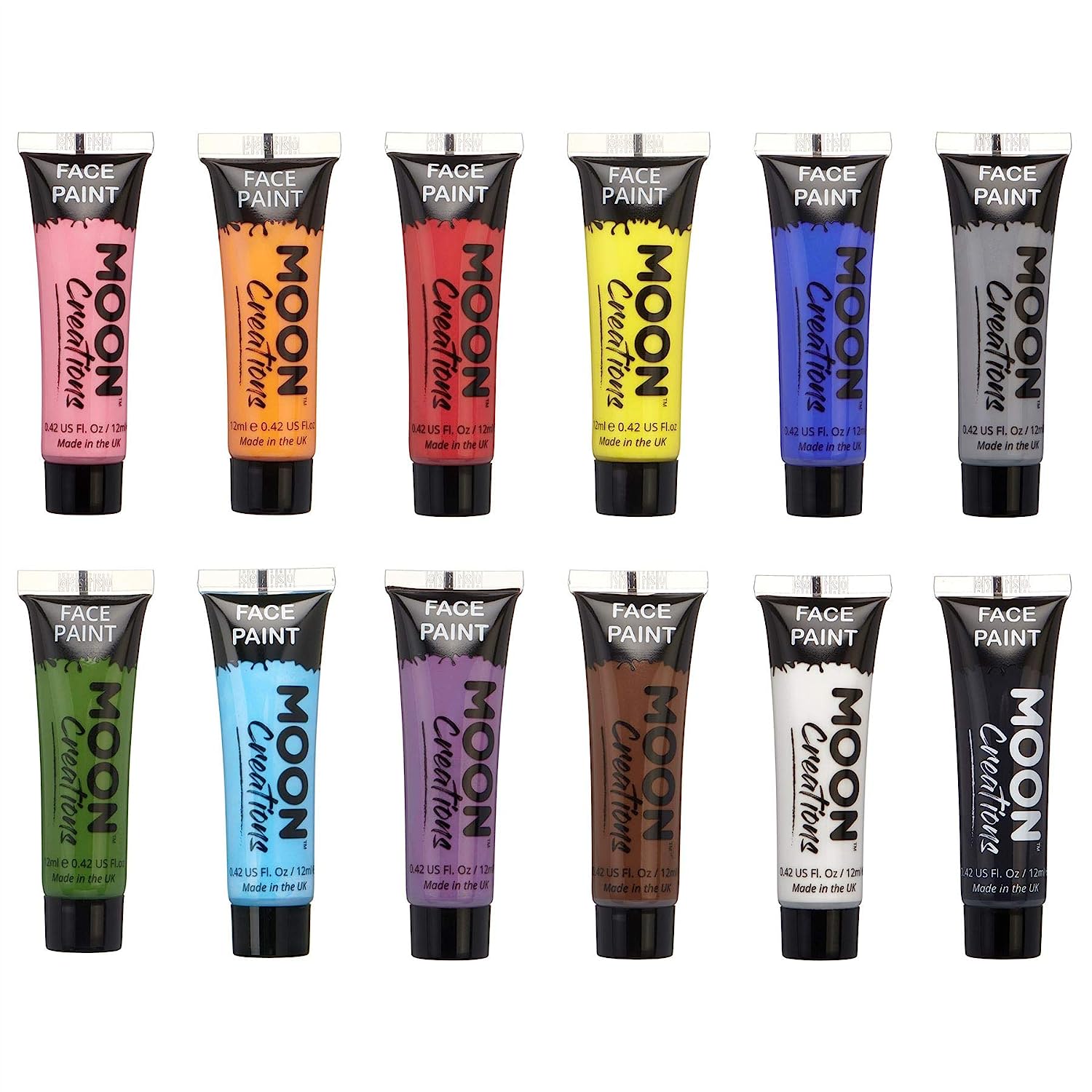 Face & Body Paint Set of 12 by Moon Creations - 0.40fl oz
