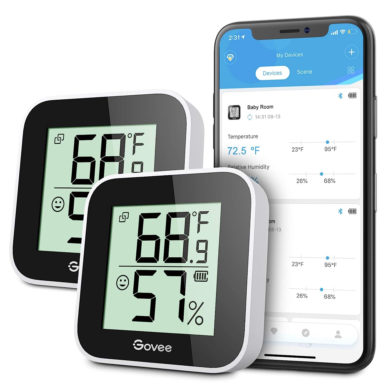 Govee Temperature Humidity Monitor 2-Pack, Indoor Room [...]