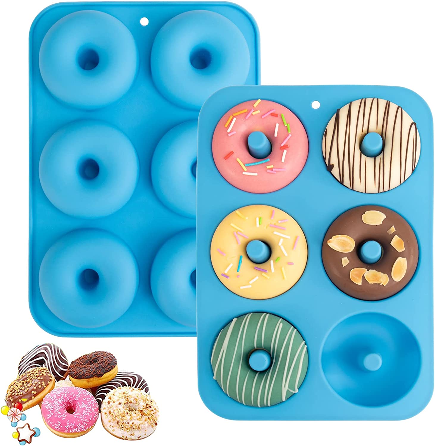 Aichoof Silicone Donut Mold for 6 Doughnuts, Set of 2. [...]