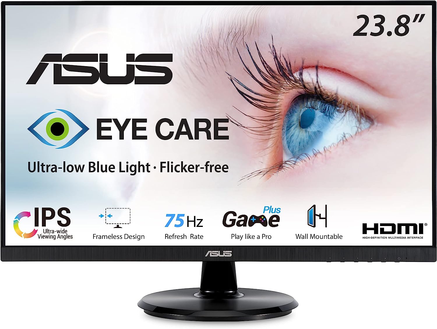 ASUS VA24DQ 23.8” Monitor, 1080P Full HD, 75Hz, IPS, [...]